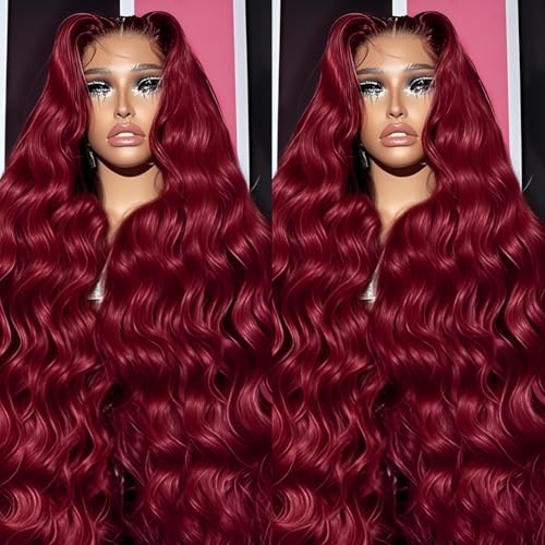 99j Burgundy Lace Front Wigs Human Hair 250% Density Wigs