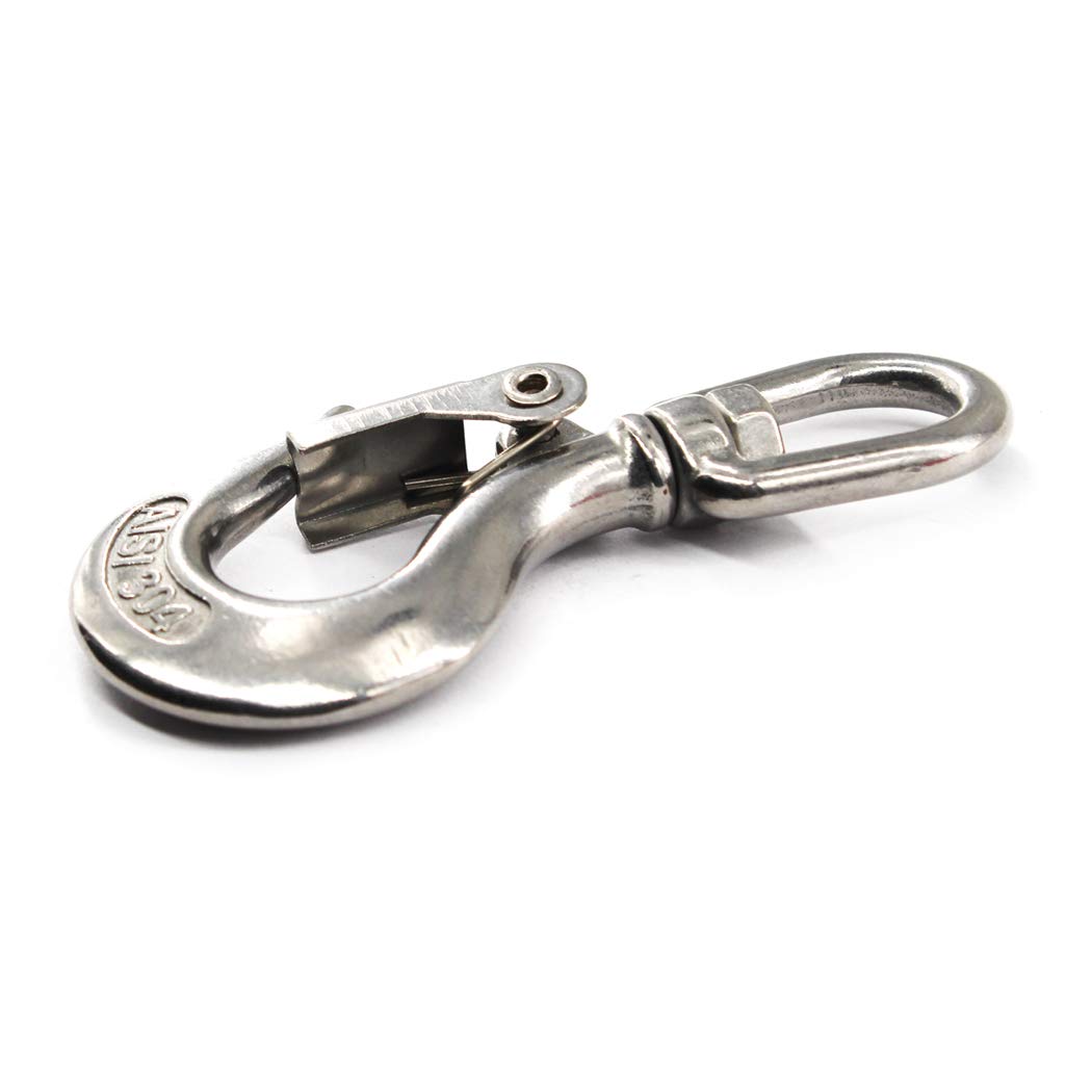 304 Stainless Steel Swivel Eye Lifting Hook - 350KG Load Capacity for Rigging & Construction
