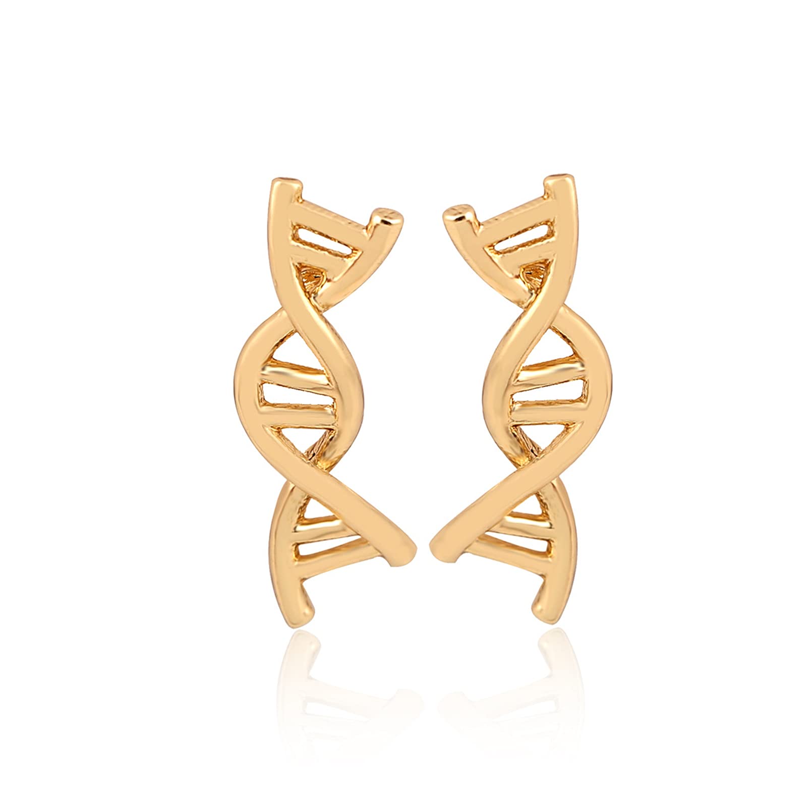 DNA Double Helix Molecule Stud Earrings for Women & Girls - Unique Silver/Gold Science Jewelry - Perfect for Biology Class, Chemistry Lab & STEM Gift Ideas