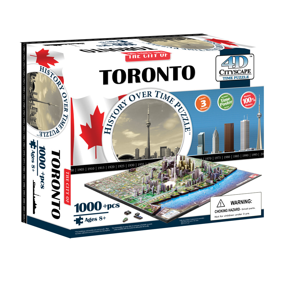 4D Cityscape Time Puzzle - Toronto Canada 1100+ Piece 3D Puzzle for Adults & Teens - Build & Explore Toronto's History - Perfect for Home Decor, Gifts & Educational Fun