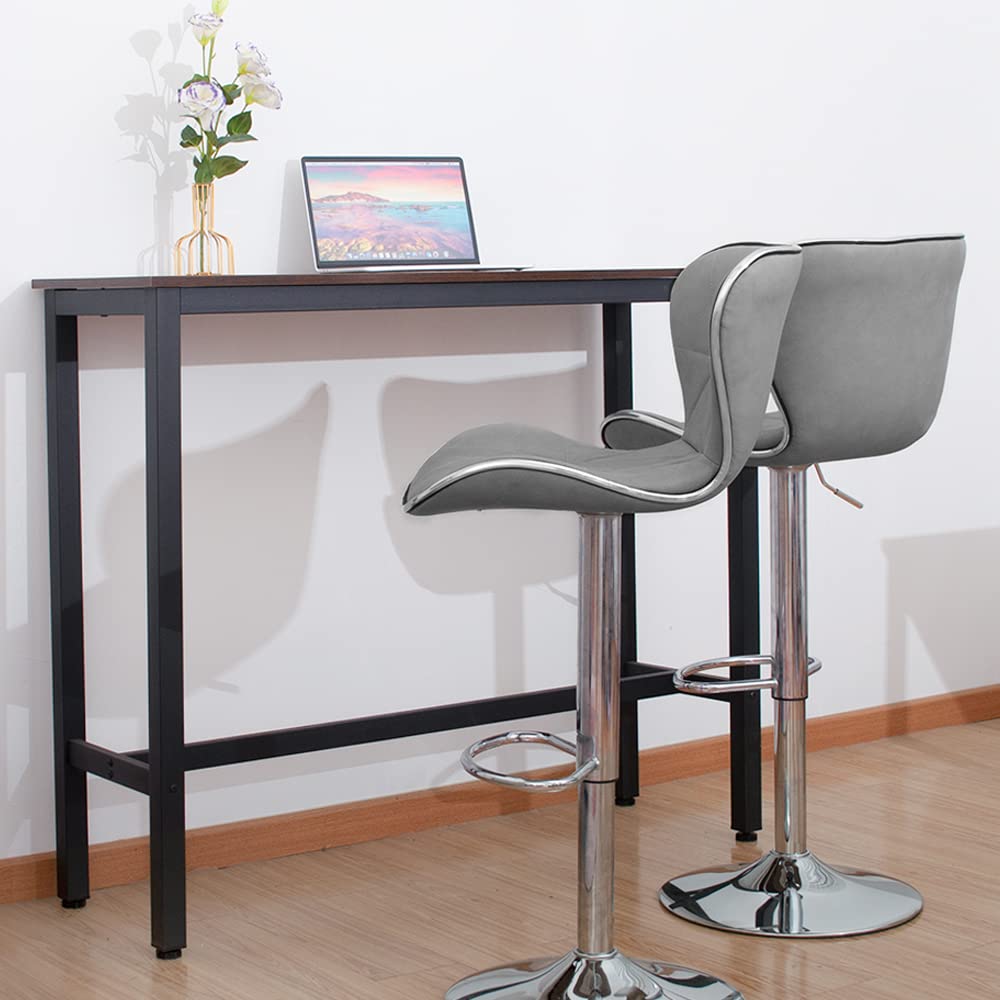 Adjustable Swivel Bar Stool with Back - Set of 2 Light Grey Barstools for Kitchen, Dining Room, Living Room & Pub - Comfortable Counter Height Stools for Home & Commercial Use