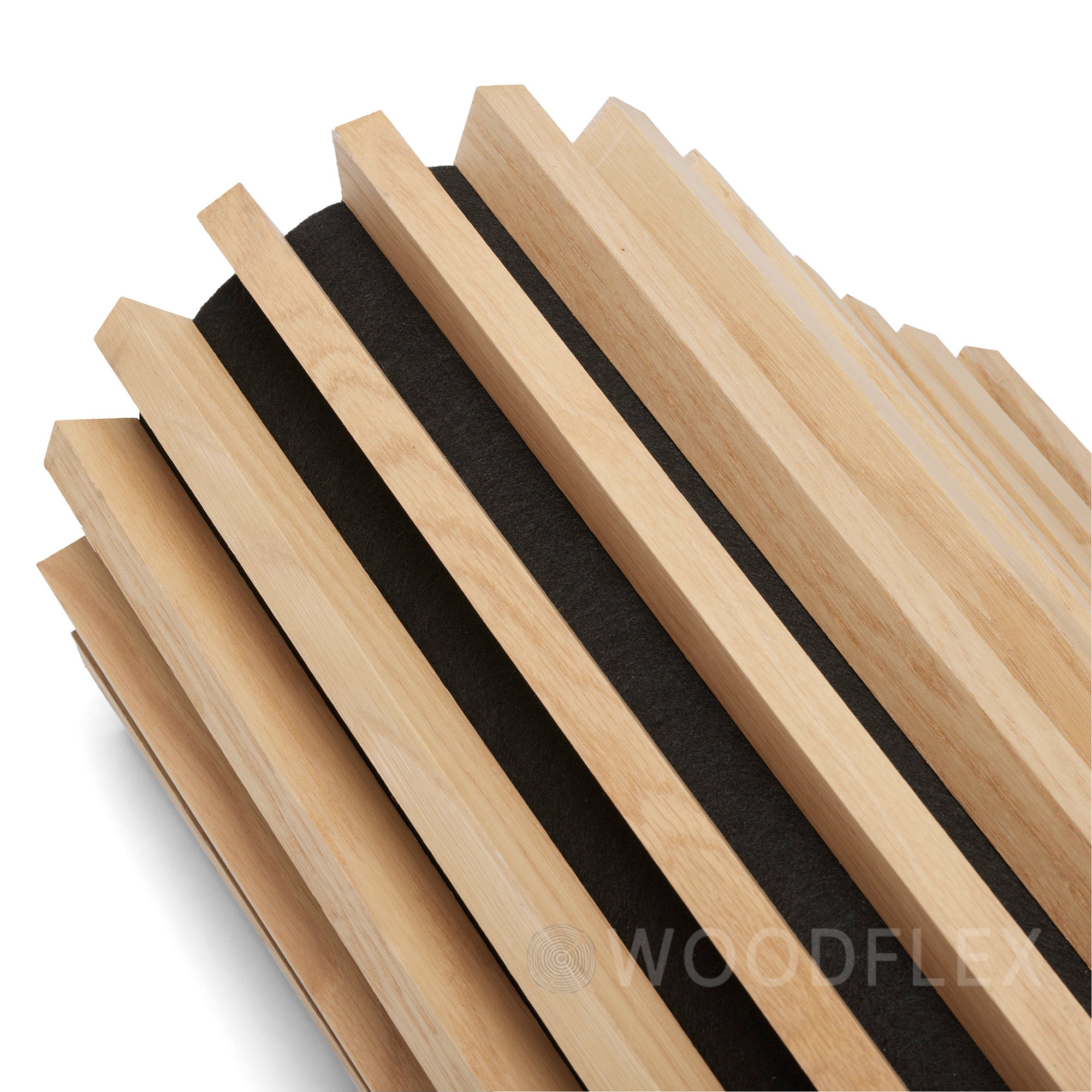 WOODFLEX Flexible Acoustic Battened Wood Slat Panel - 3-Sided Full Wrap Oak Veneer - 2700mm x 600mm - Soundproof Wall Paneling for Home Theater, Office & Studio