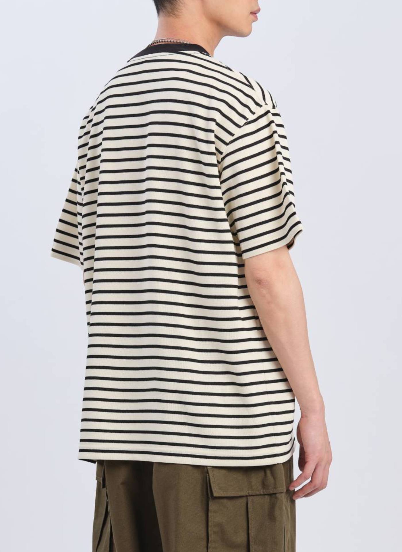 Stylish Jacquard Short Sleeve Border Top (T03) - Women's Casual Summer Blouse for Outings & Beach Wear