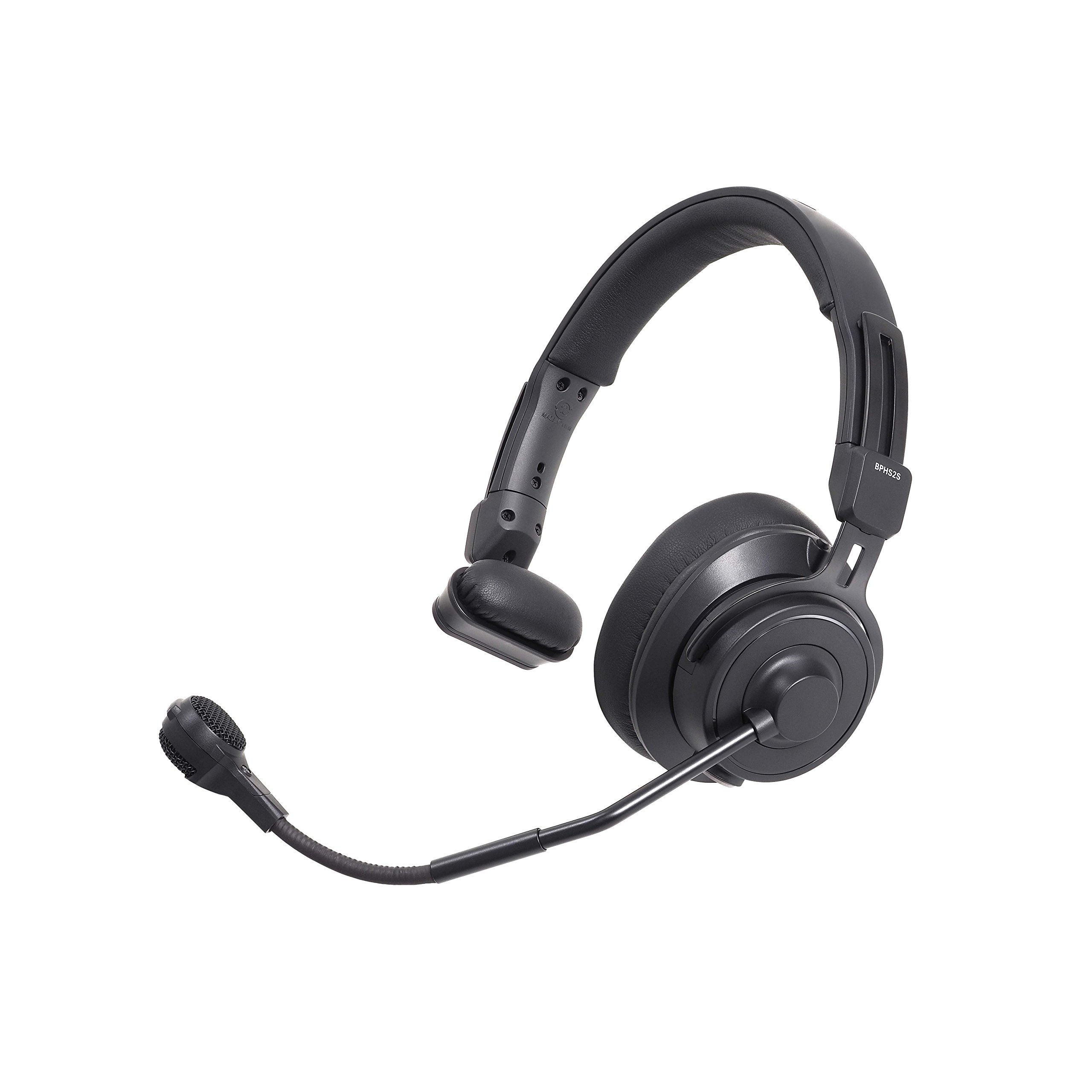 Audio-Technica BPHS2S-UT Professional Single-Ear Broadcast Headset with Hypercardioid Dynamic Boom Mic - Black (Unterminated) - Ideal for Podcasting, Radio Broadcasting & Live Streaming