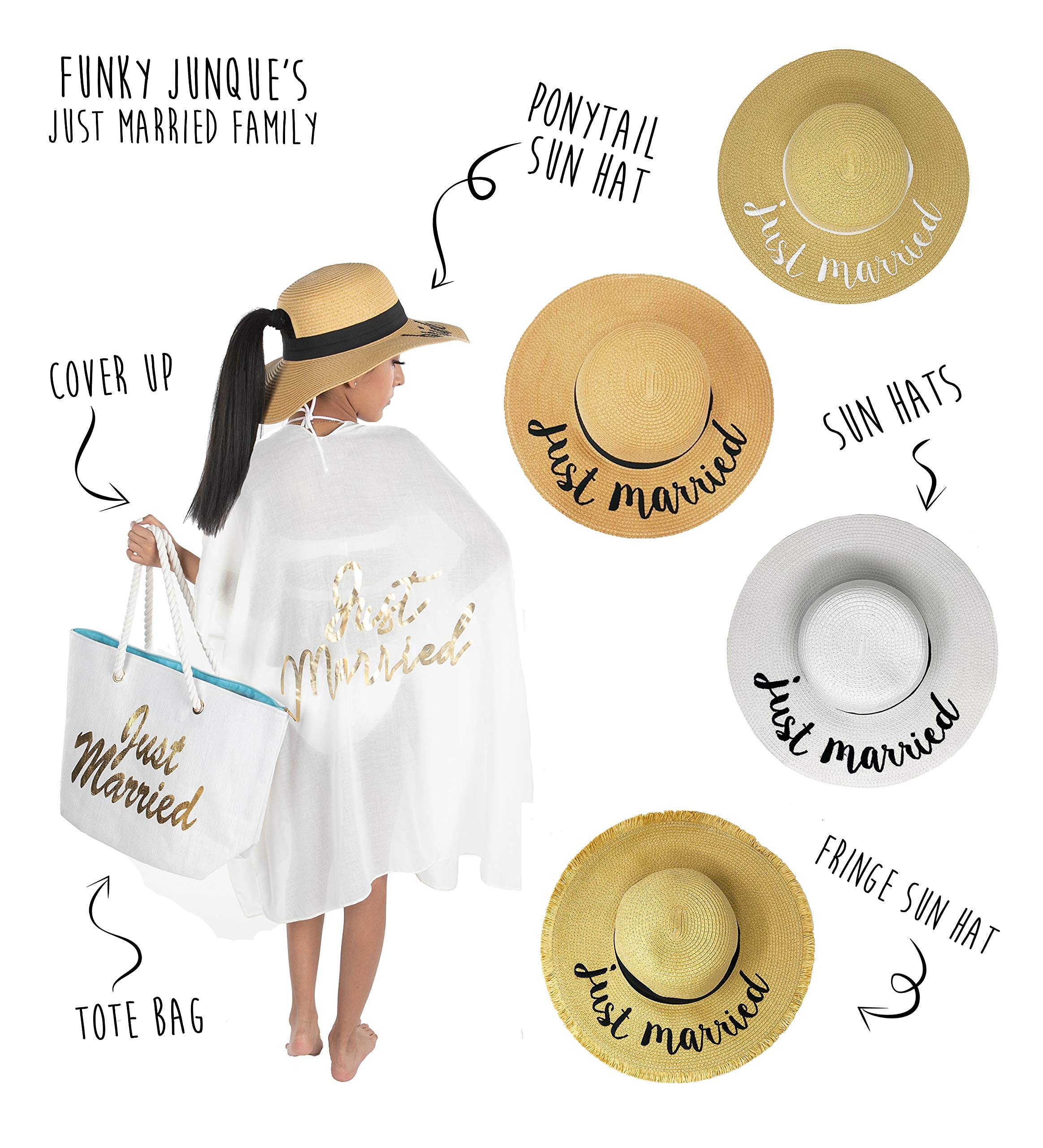 Stylish UPF 50 Bridal Hat for Bachelorette Party, Wedding & Honeymoon - Perfect for Beach Vacations & Outdoor Celebrations
