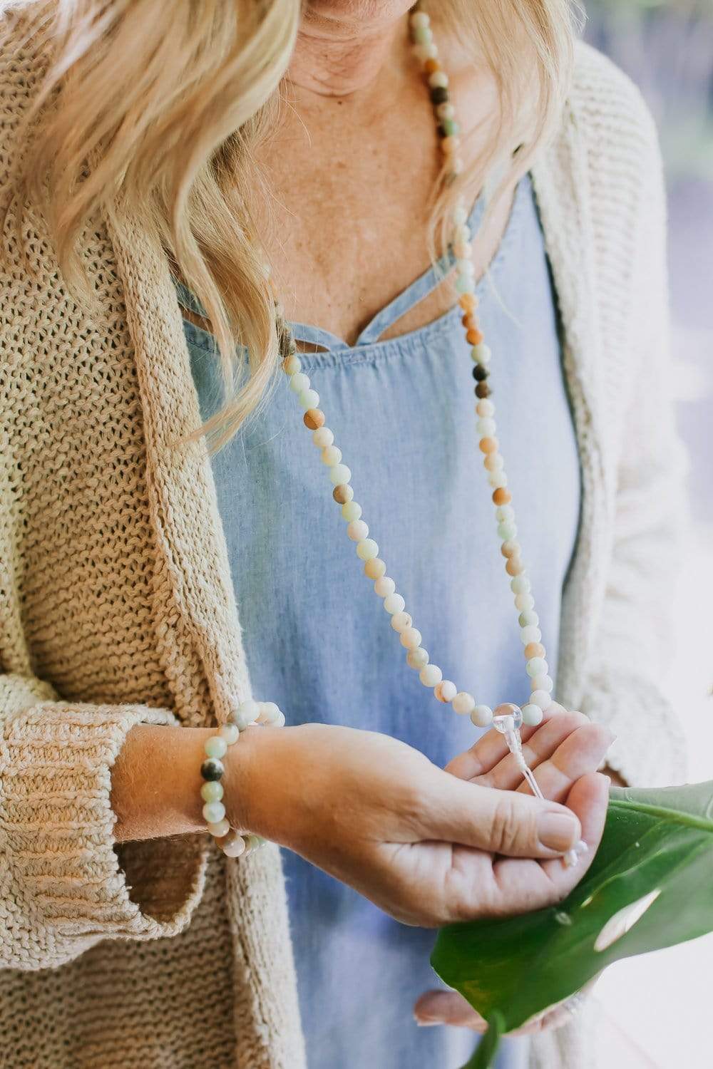 Amazonite Tranquility Mala Beads - 108 Healing Gemstone Meditation Bracelet for Stress Relief & Spiritual Balance | Yoga, Mindfulness & Prayer Accessory