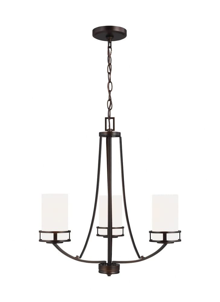 Generation Lighting 3-Light Robie Chandelier in Bronze (3121603-710) - Modern Ceiling Light Fixture for Dining Room, Living Room & Bedroom Decor | Uses A19 Standard or LED Bulbs | Perfect for Home Lighting, Interior Design & Ambiance Creation