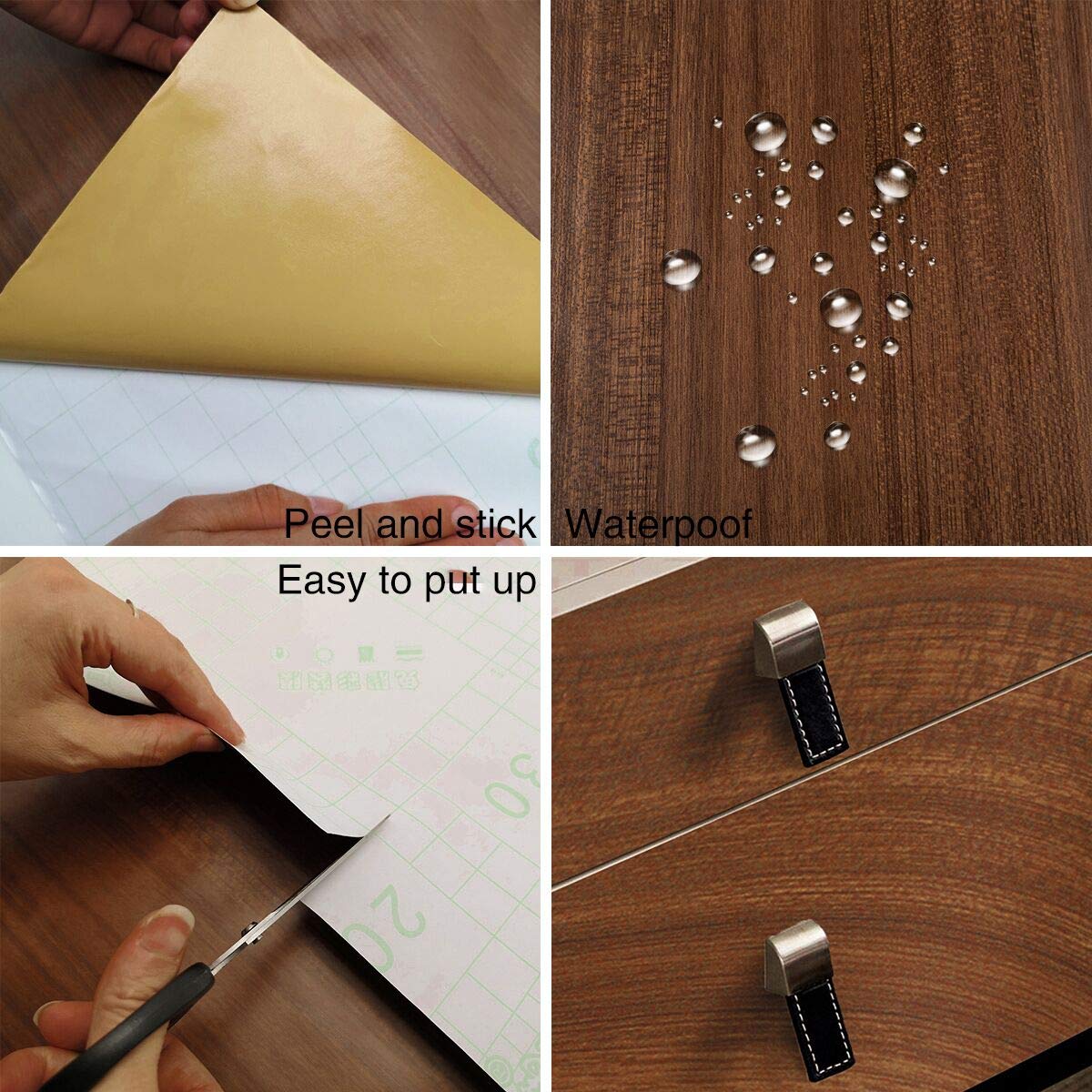 TOTIO Brown Wood Grain Contact Paper - Thick Walnut Peel & Stick Wallpaper | Waterproof Removable Adhesive Vinyl Wrap for Countertops, Tables & Walls | DIY Home Decor, Kitchen Backsplash, Furniture Makeover