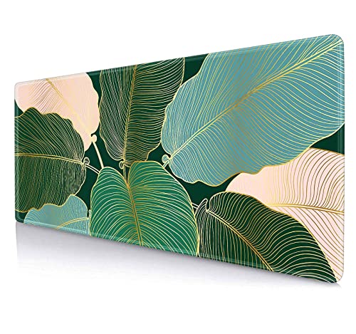 Gold Green Leaves Line Art