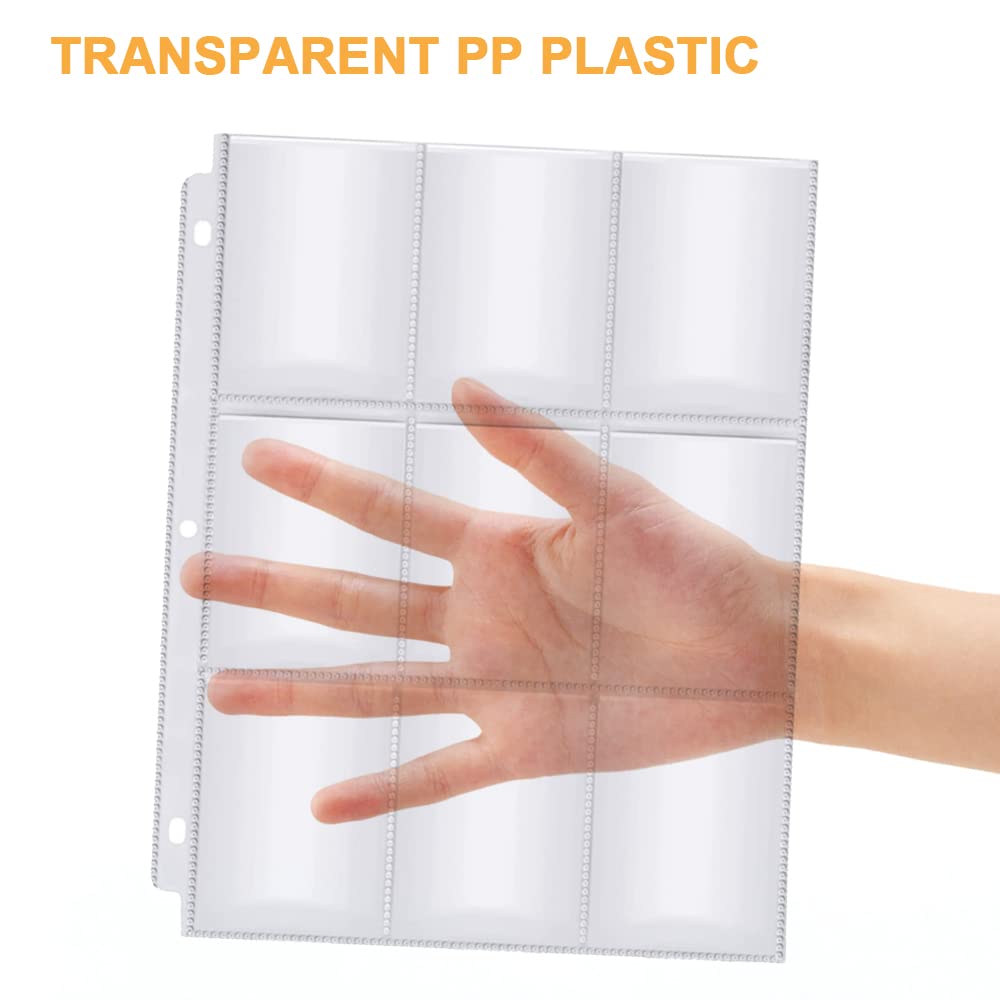 900 Pockets Baseball Card Sleeves - FOME Double-Sided 9-Pocket Trading Card Protector Pages with 3 Holes for 3-Ring Binders - Perfect for Collecting, Organizing & Storing Baseball Cards, Trading Cards & Business Cards (50 Pages) - Ideal for Card Collectors, TCG Players & Office Organization