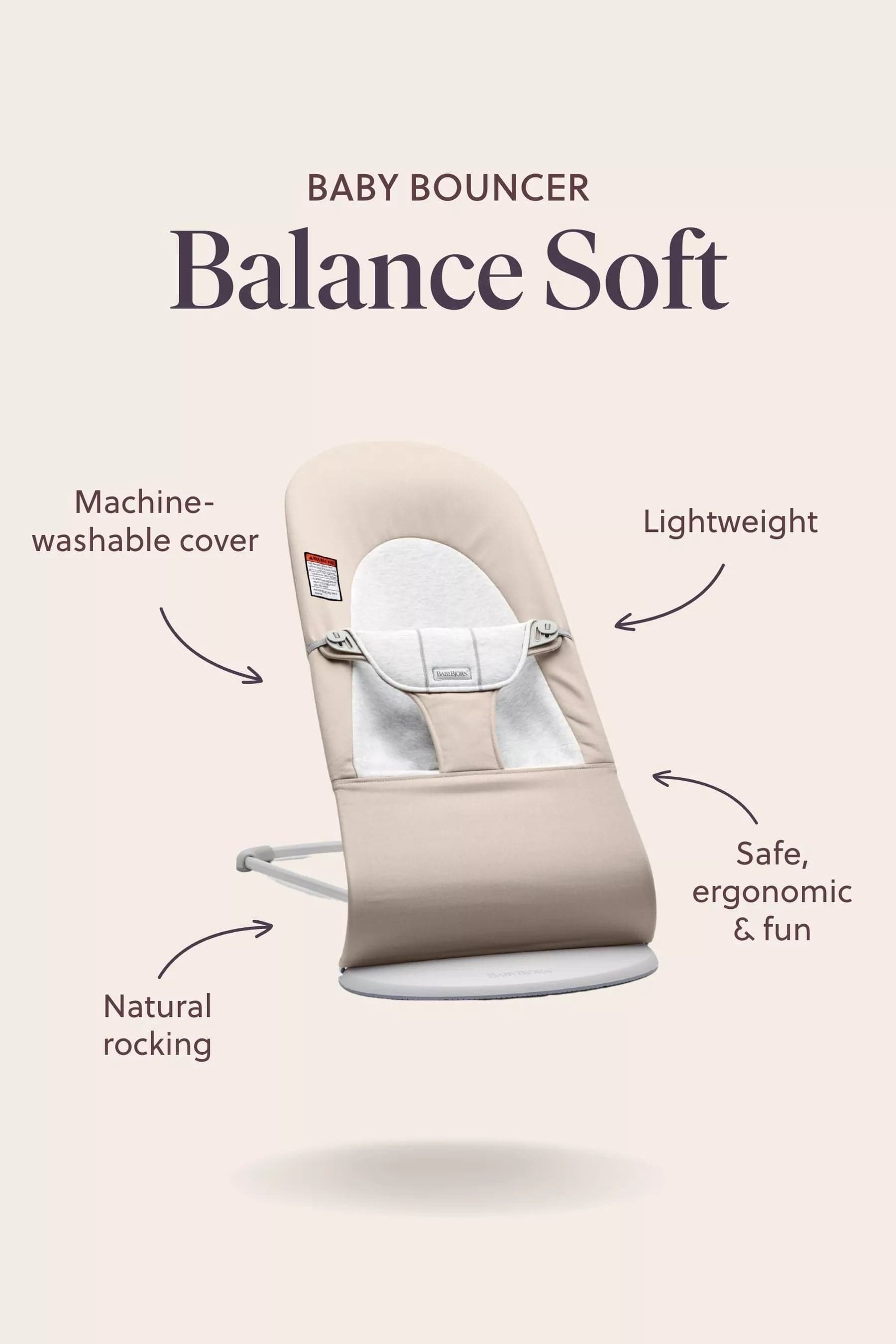 BabyBjorn Bouncer Balance Soft - Premium Cotton & Jersey Baby Bouncer Seat for Newborns to Toddlers - Perfect for Soothing, Playtime & Hands-Free Parenting at Home