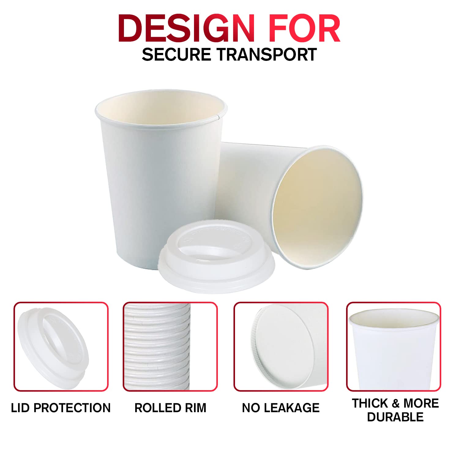 Smygoods 8oz Disposable Coffee Cups with Lids - 100 Pack Bulk Coffee & Tea Cups for Office, Cafes, and Home Use