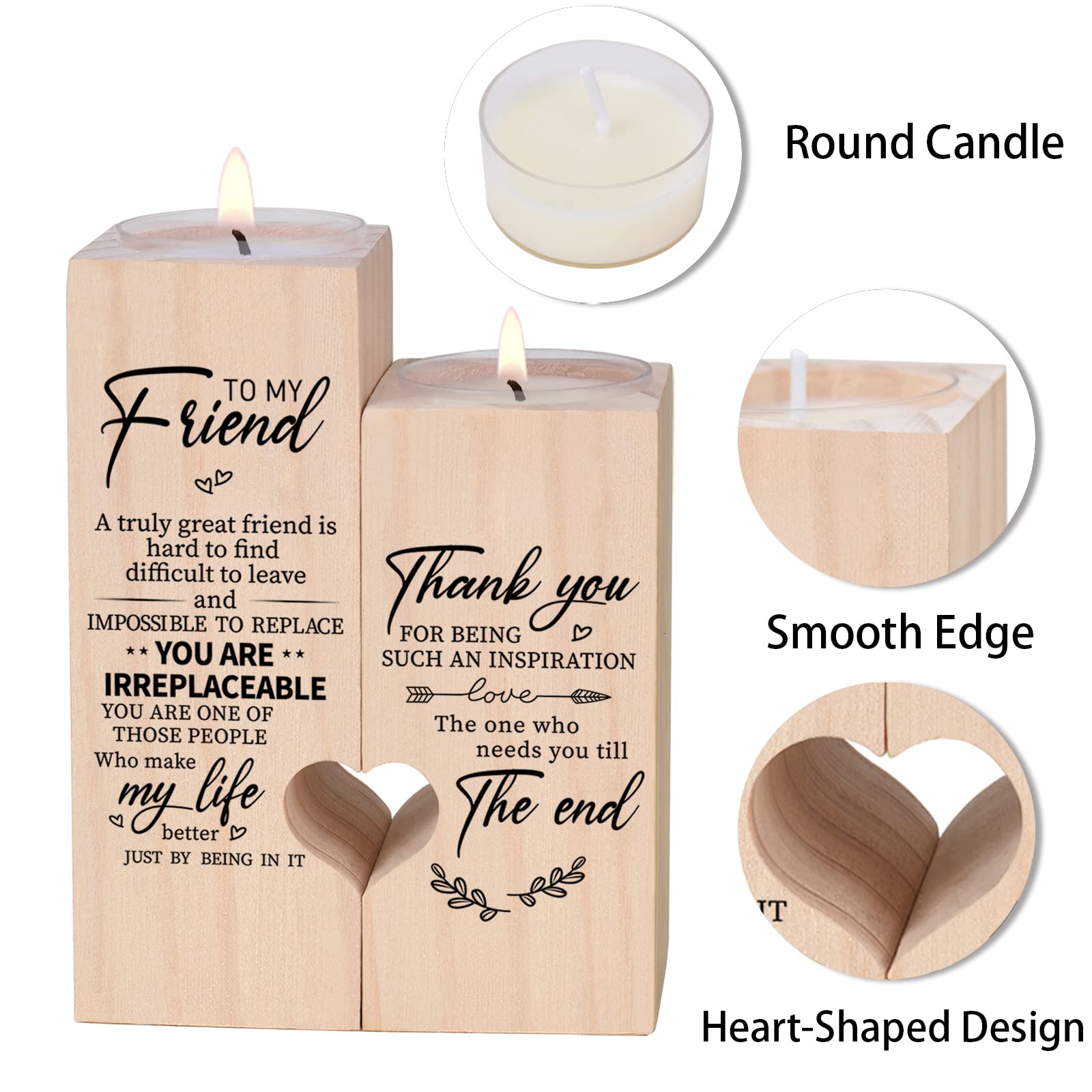 Personalized Candle Holder for Women - Custom Friendship Gift for Best Friend, Birthday, Christmas, Thanksgiving - Perfect for Home Decor, Relaxation & Gifting