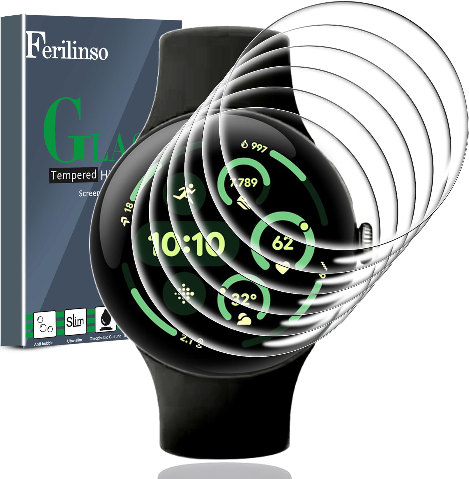 Ferilinso 6 Pack HD Clear TPU Screen Protector for Google Pixel Watch 3 (45mm) - Flexible Soft Film, Anti-Bubble, Case & Band Friendly - Perfect for Workouts, Running & Daily Protection