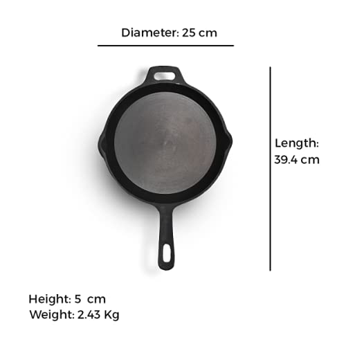 Pre-Seasoned Super Smooth Cast Iron Skillet - 10 Inch (25 cm) Heavy Duty Cookware for Searing, Baking & Frying - Perfect for Stovetop, Oven & Outdoor Cooking