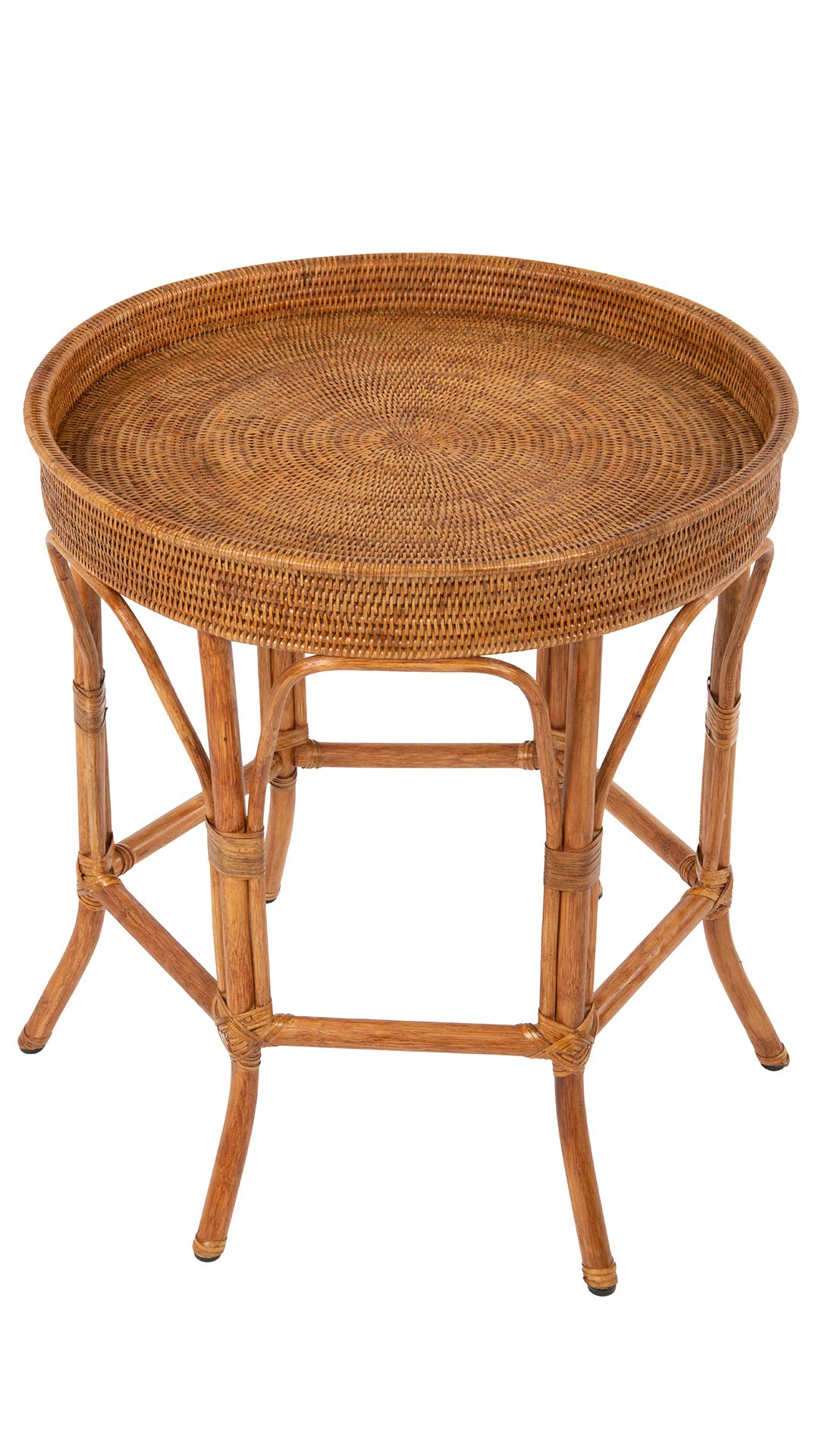 Kouboo La Jolla Rattan Round Side Table and End Table, Honey Brown - Perfect for Patio, Living Room, and Outdoor Furniture Decor