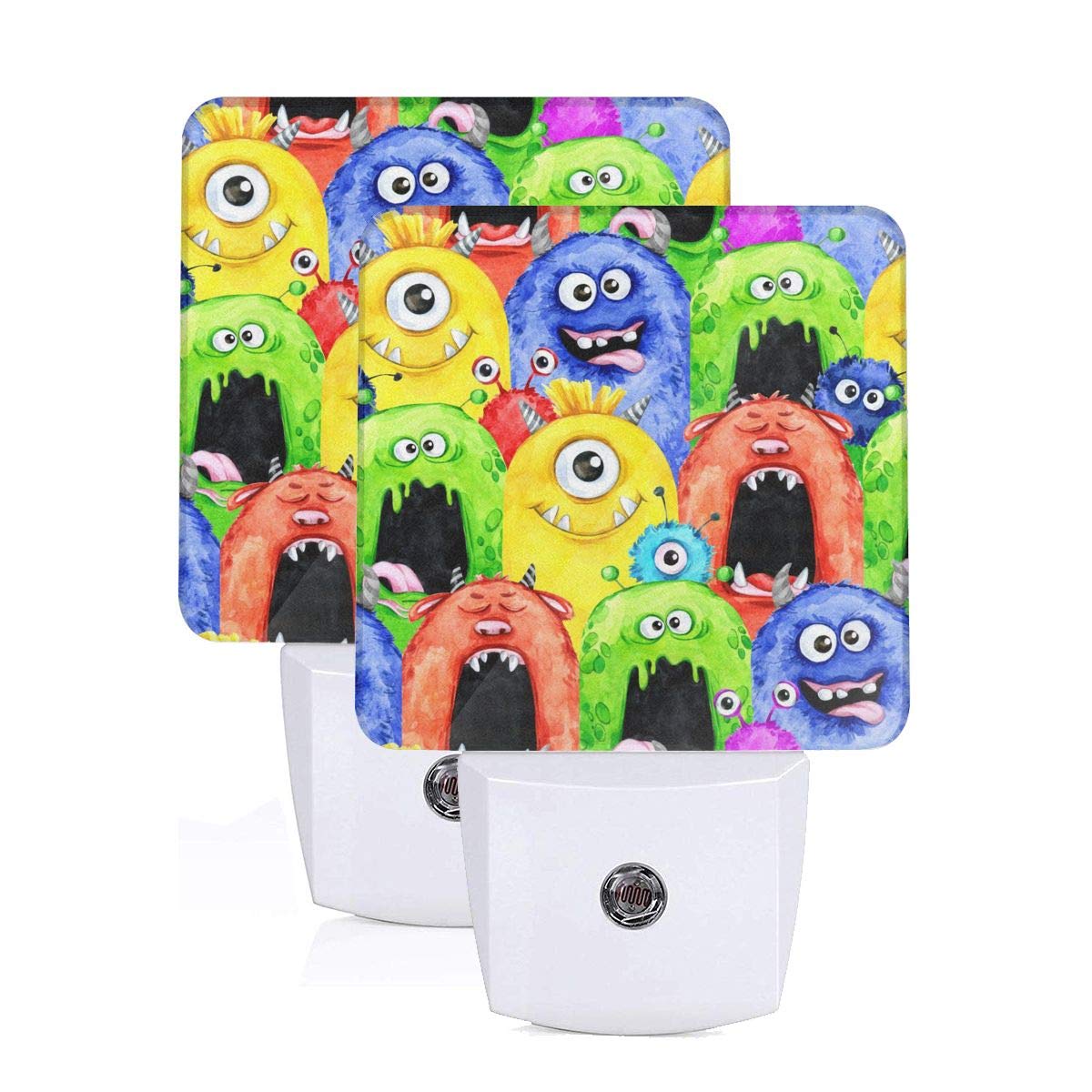 2-Pack Cute Cartoon Monster LED Night Light with Auto Dusk-to-Dawn Sensor - Plug-in Kids Room Decor, Nursery Lamp, Bedside Light for Adults & Children - Perfect for Bedrooms, Hallways, and Nurseries