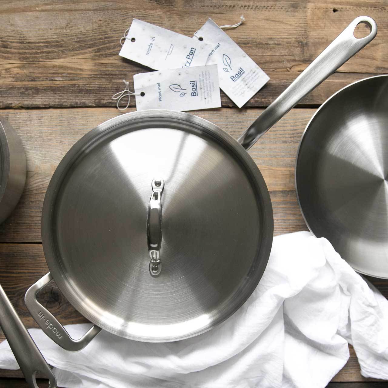 Premium 3.5 QT 5-Ply Stainless Steel Saute Pan - Made in USA | Professional-Grade Cookware for Searing, Braising & Sauteing | Perfect for Home Chefs & Restaurant-Quality Meals