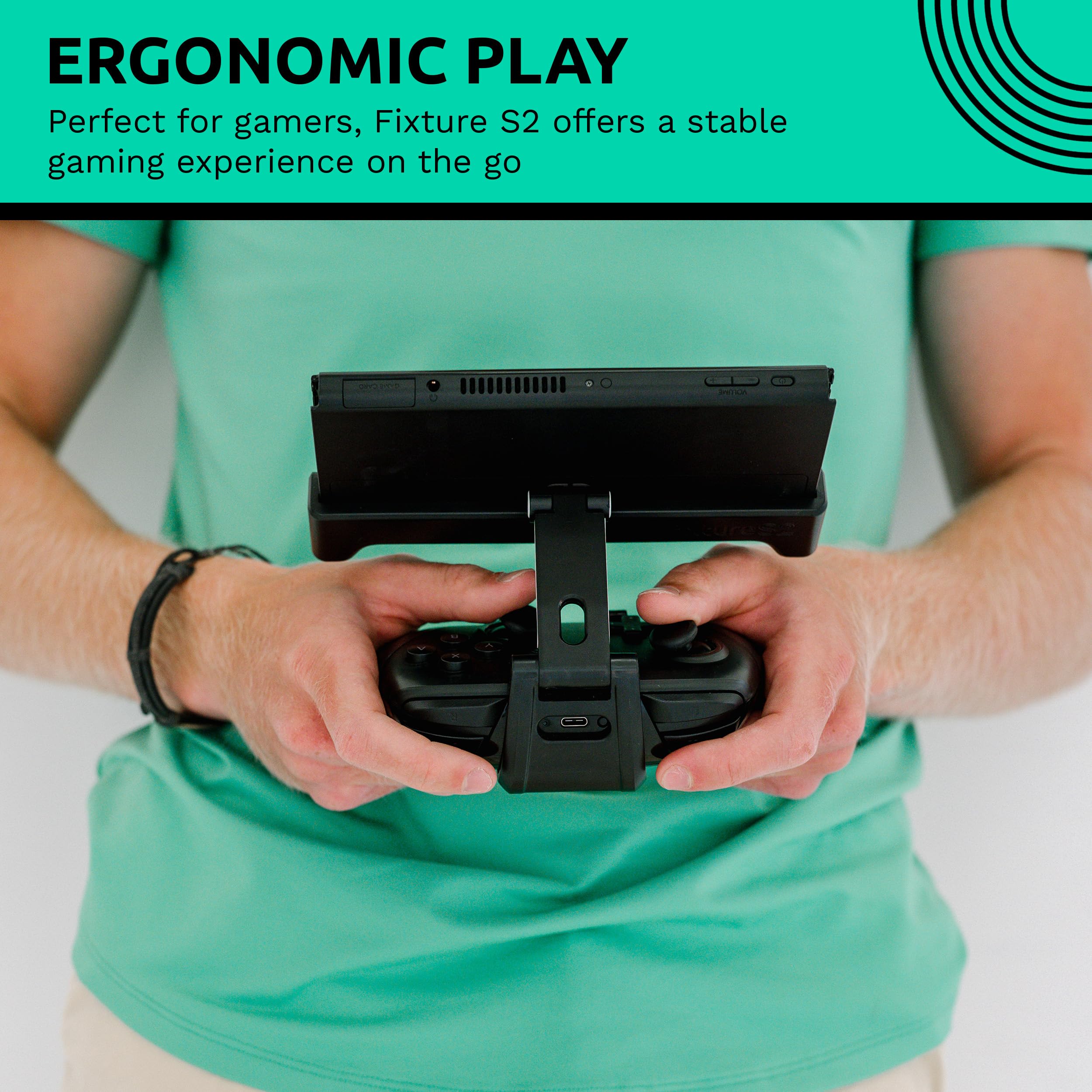 Fixture S2 Bundle - Gaming Console Monitor & Controller Mount with Carrying Case for Nintendo Switch OLED & Pro Controller | Perfect for Travel, Home Gaming Setup & Multiplayer Sessions