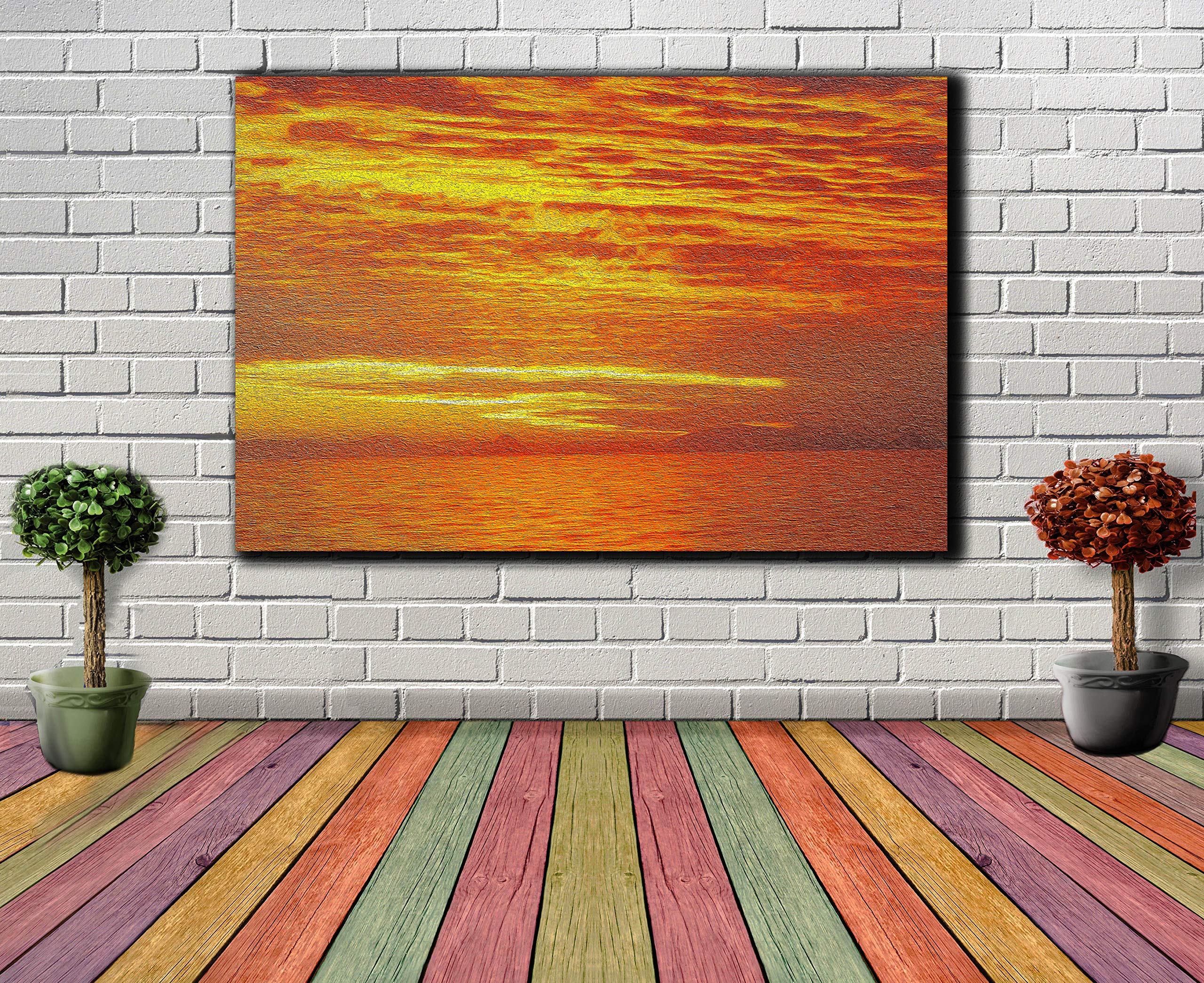 Sunset Scenery Canvas Wall Art - Nature Landscape Painting for Living Room & Bedroom Decor