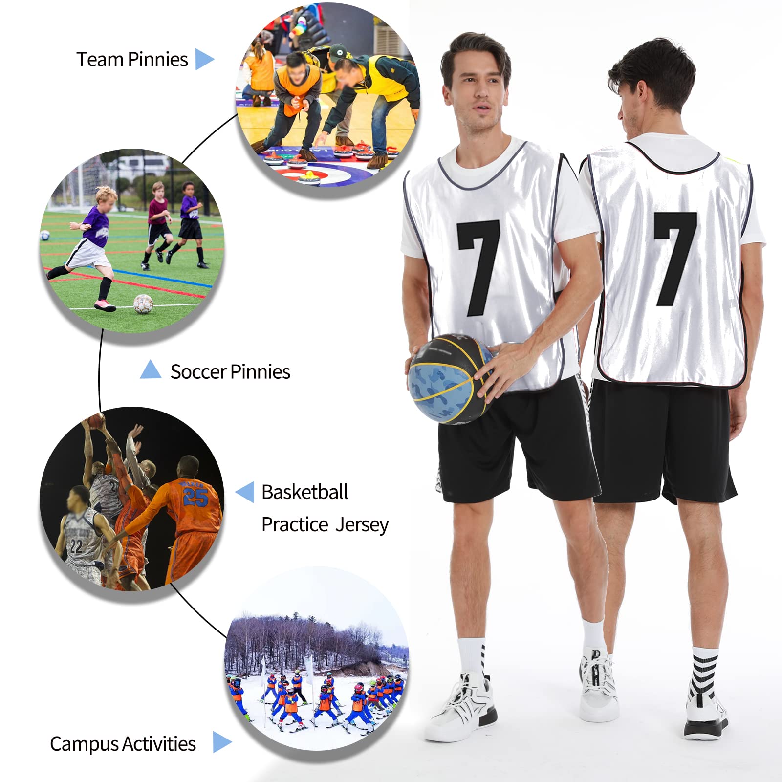 Scrimmage Training Vest - 12 Pack Reversible Soccer Pinnies for Adults & Youth - Numbered Practice Bibs for Team Sports - Perfect for Soccer, Basketball & Football Drills