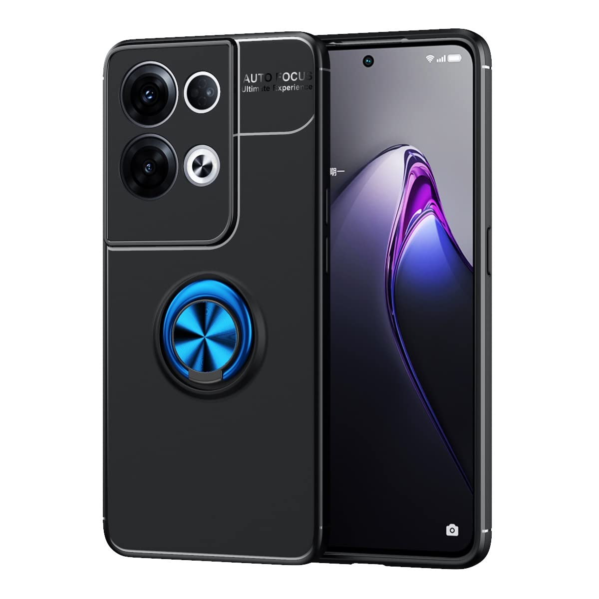 TOMLIN Slim Shockproof Phone Case for Oppo Reno8 5G - Soft TPU Cover with 360° Rotating Magnetic Ring & Kickstand | Heat Dissipation & Anti-Fall Protection | Perfect for Work, Travel & Outdoor Activities