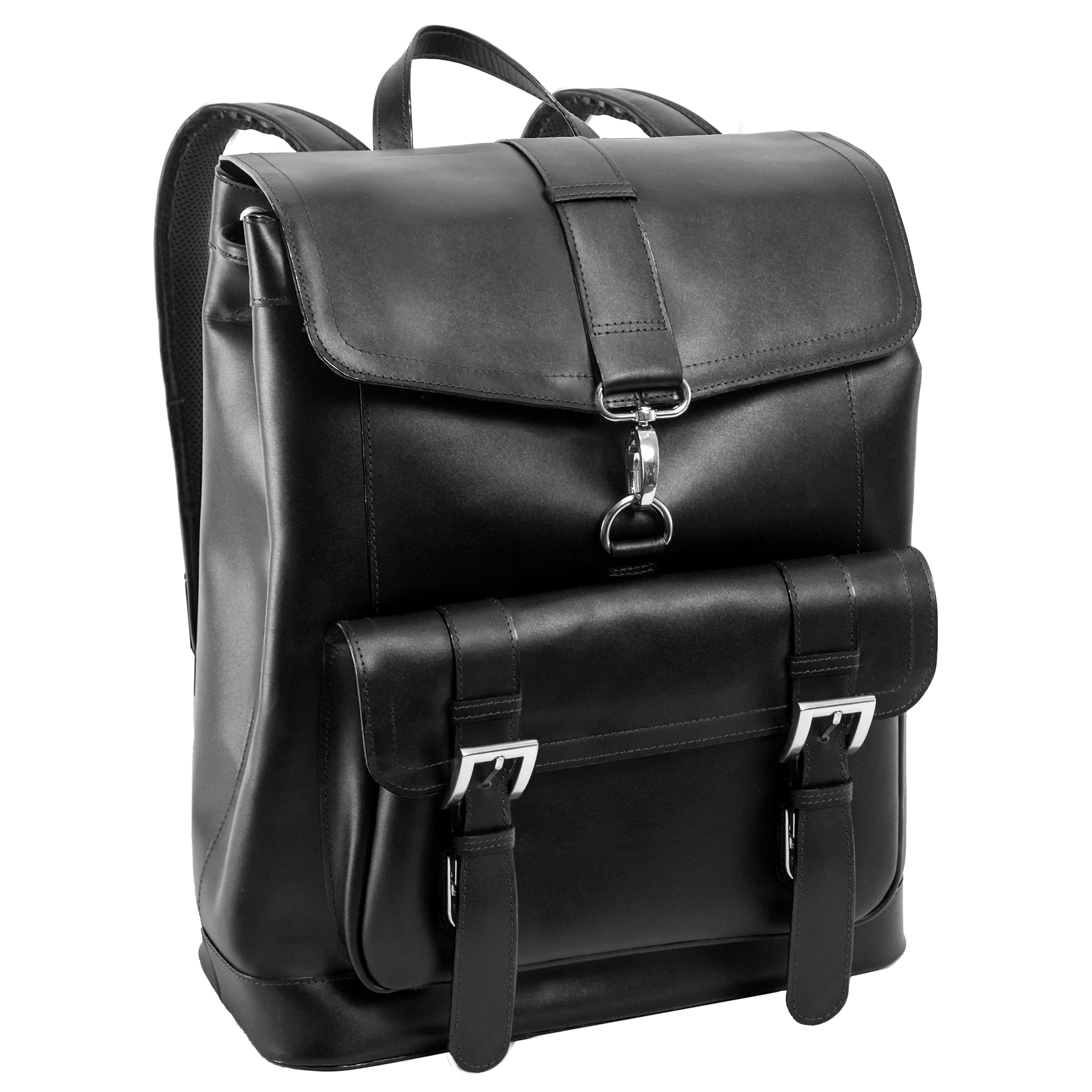 Premium McKlein Hagen Laptop Backpack - Genuine Top Grain Cowhide Leather, Business & Travel Backpack for Men & Women, Durable Work Bag with Padded Laptop Compartment (Black 88025) - Ideal for Office Commute, Business Trips & College Use