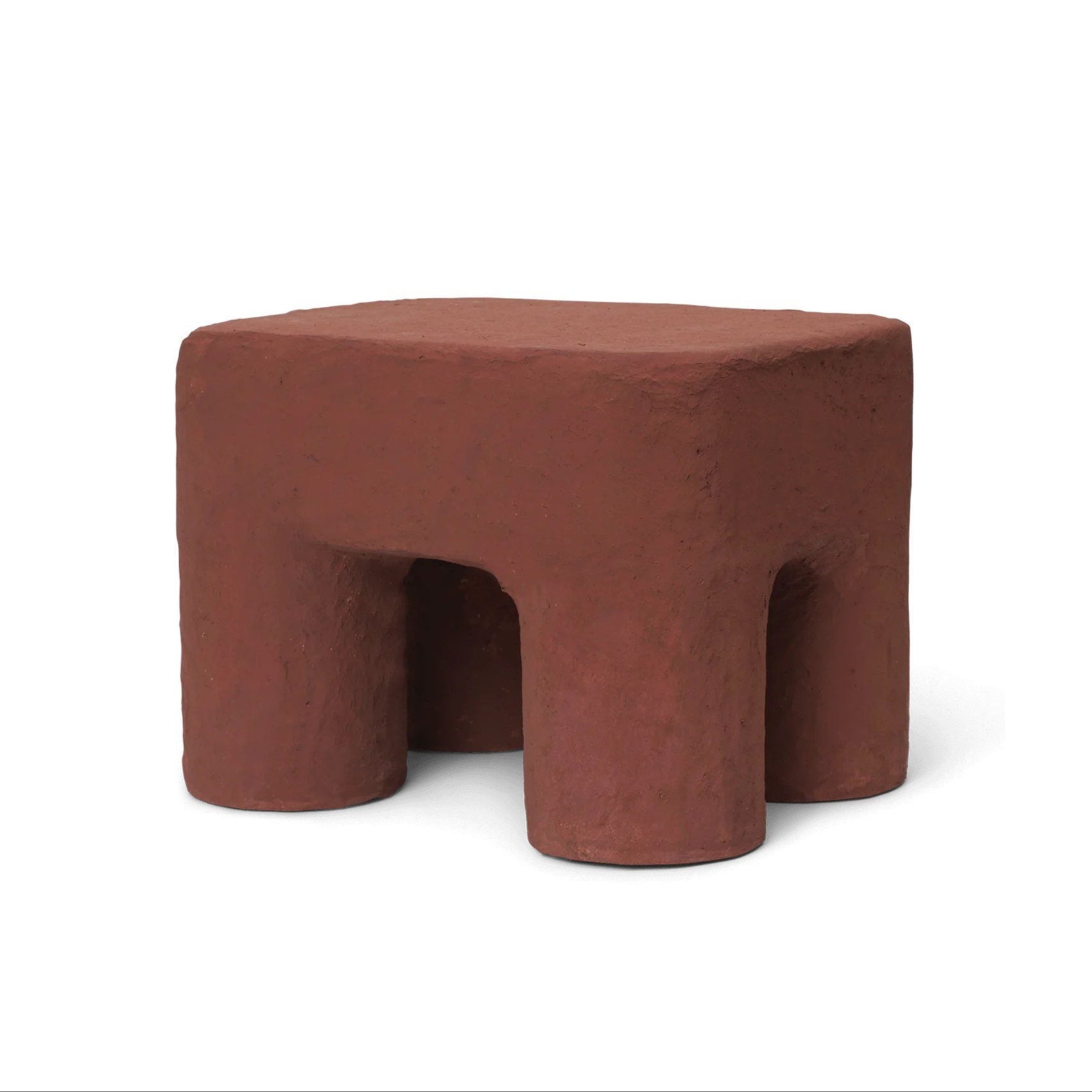 FERM LIVING Podo Stool - Modern Wooden Stool in Red Brown | Compact Side Table, Bedroom Accent, Living Room Decor