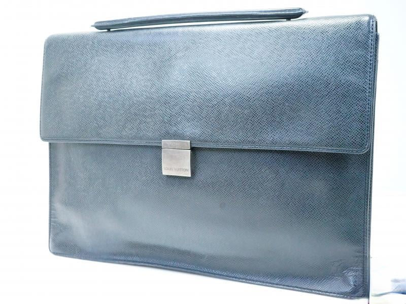 Authentic Pre-Owned Louis Vuitton Taiga Ardoise Black Leather Business Briefcase M30772 - Luxury Vintage Document Bag for Men, Perfect for Office, Travel & Professional Meetings