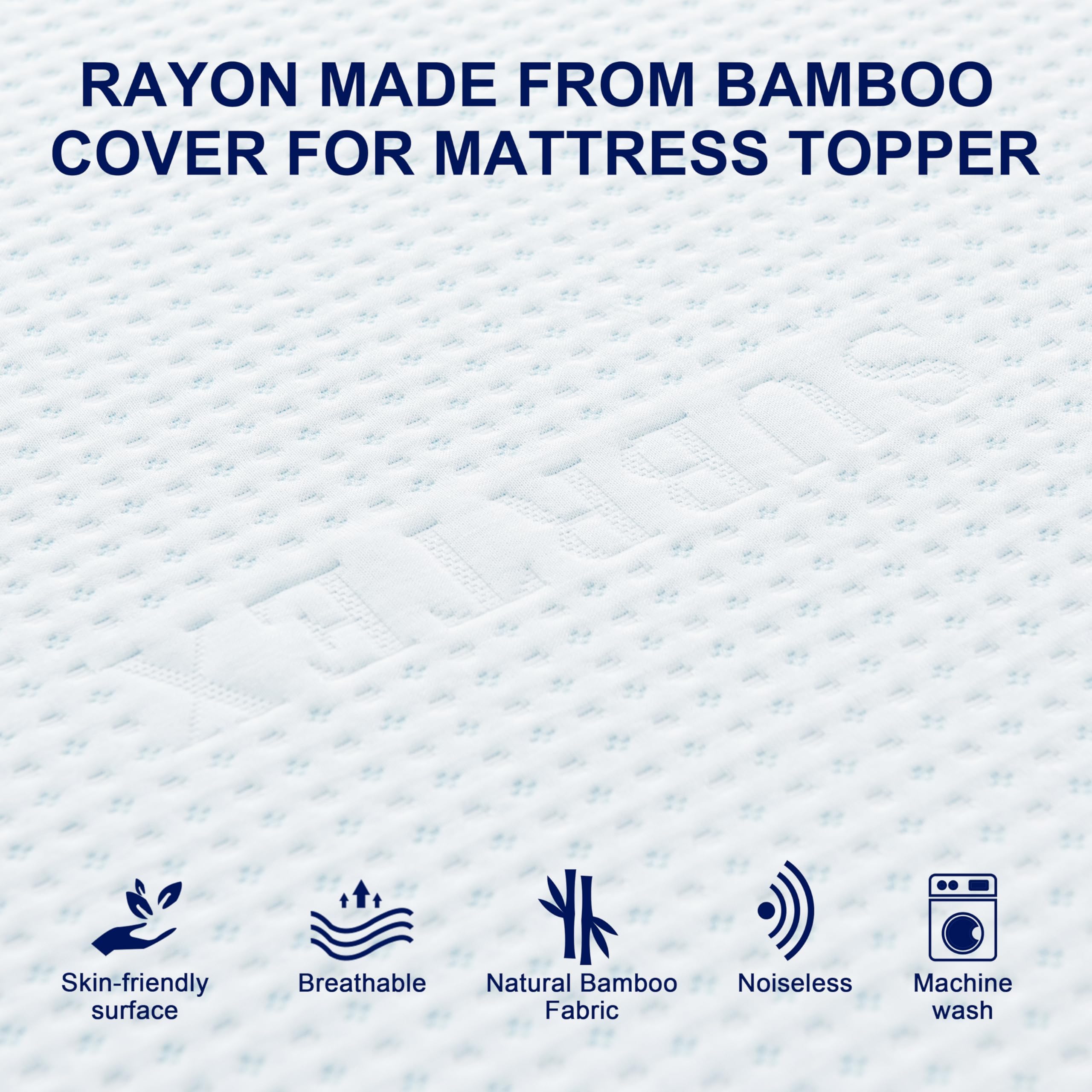 Subrtex 4 Inch Mattress Topper Cover - Breathable Bamboo Rayon Mattress Protector with Zipper Encasement | Fits All 4