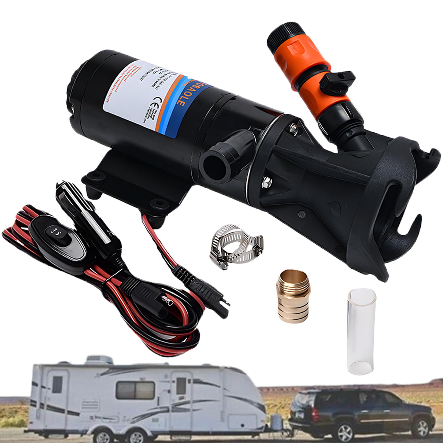 12V RV Macerator Pump - Self Priming Sewage Grinder Pump with 3-Inch Water Inlet & Quick Release - 45L DC Waste Water Pump for RV, Camper, Boat - Perfect for Off-Grid Living and Remote Camping