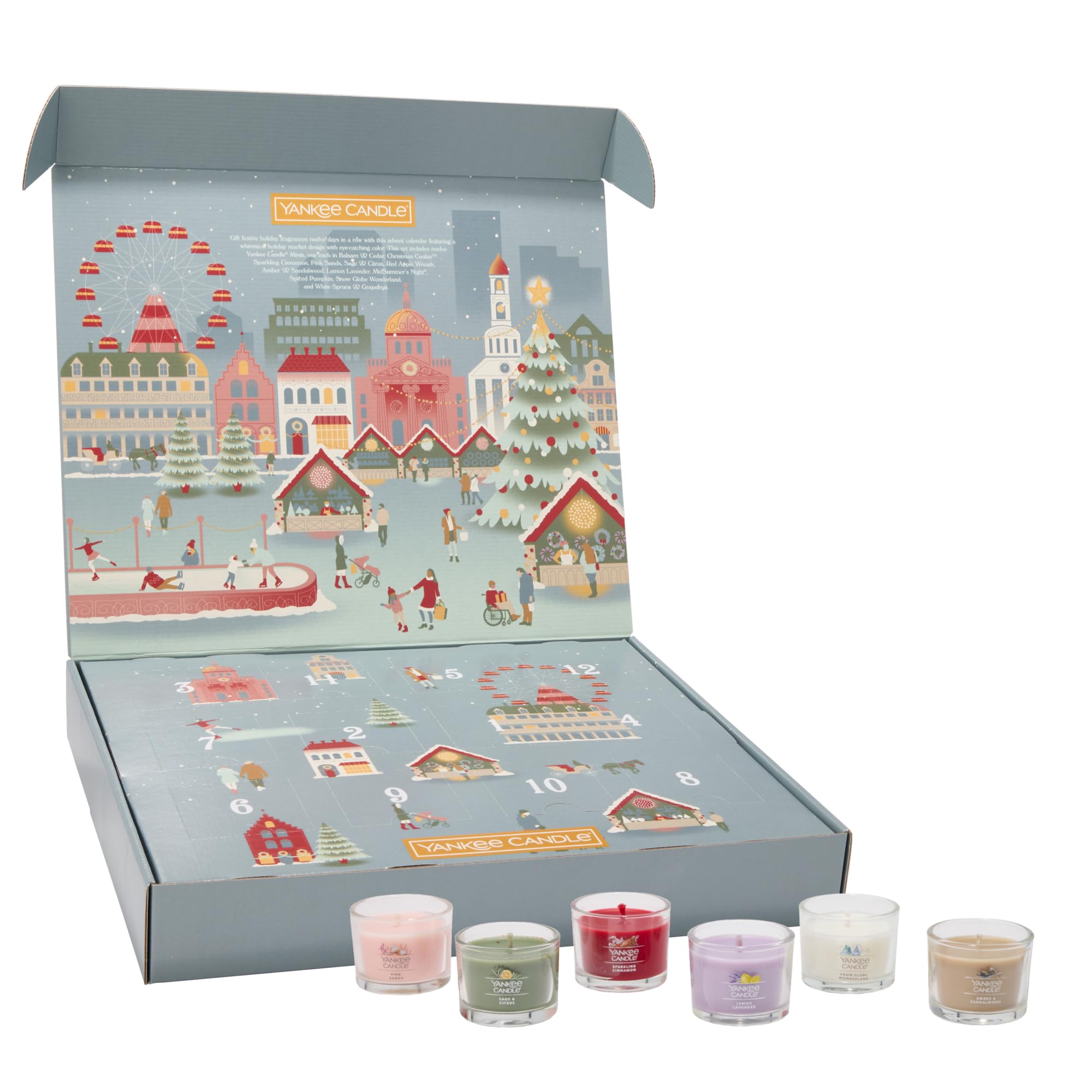 Yankee Candle Signature Votive Mini Candle Jars - 12 Days of Christmas Candle Advent Calendar Variety Pack, Natural Soy Wax Blend with Cotton Wick, 1.3oz Glass Jar (12-Pack) - Perfect for Holiday Gifts, Home Decor & Aromatherapy