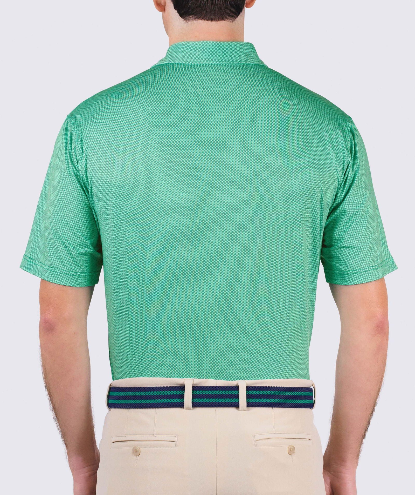Clarence Men's Mini Diamond Jacquard Performance Polo Shirt - Moisture Wicking & Breathable for Golf, Tennis & Business Casual Wear