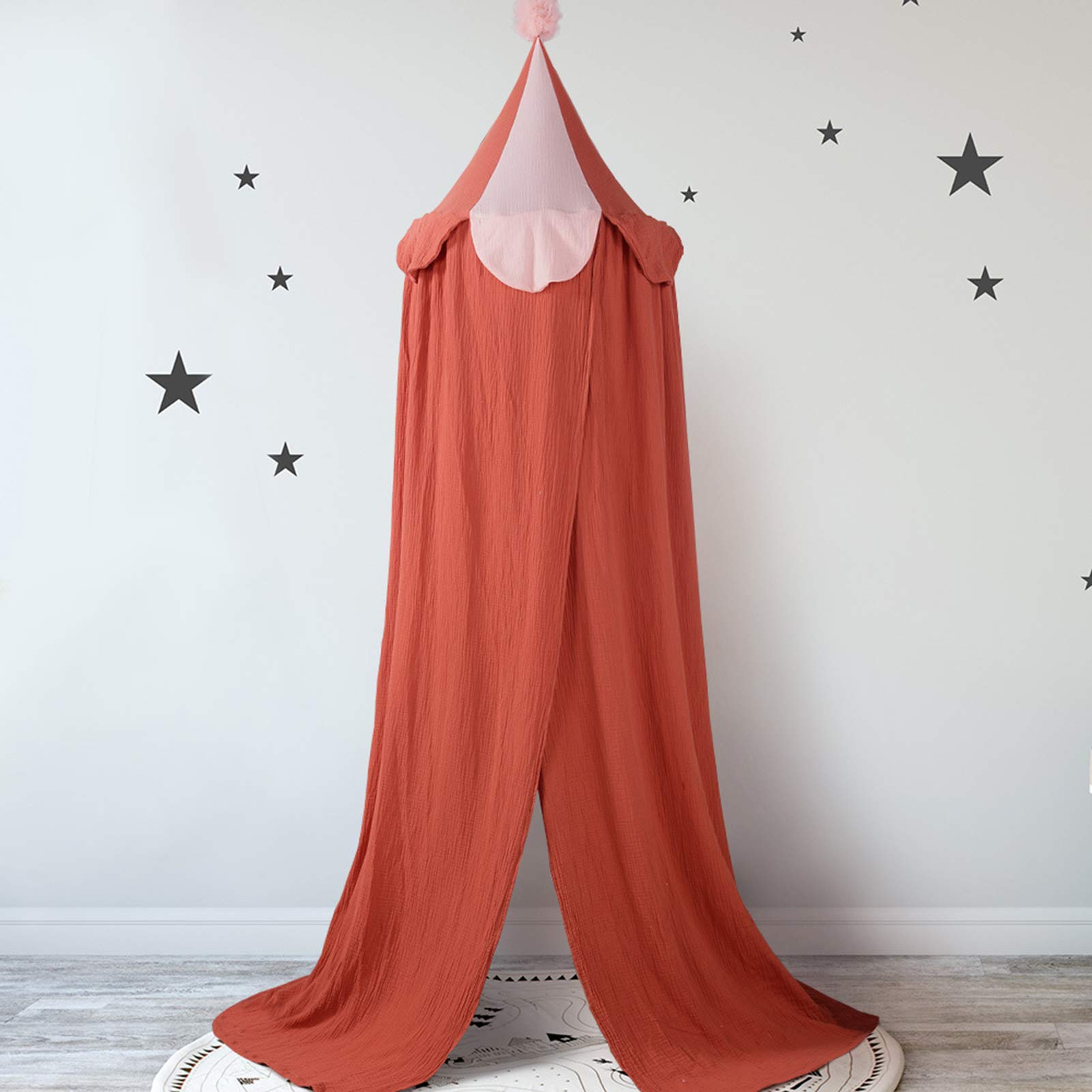 **Princess Castle Bed Canopy for Kids - Round Hanging Play Tent & Reading Nook Canopy, Orange (50 x 240cm) - Perfect for Bedrooms, Playrooms & Dreamy Hideaways**