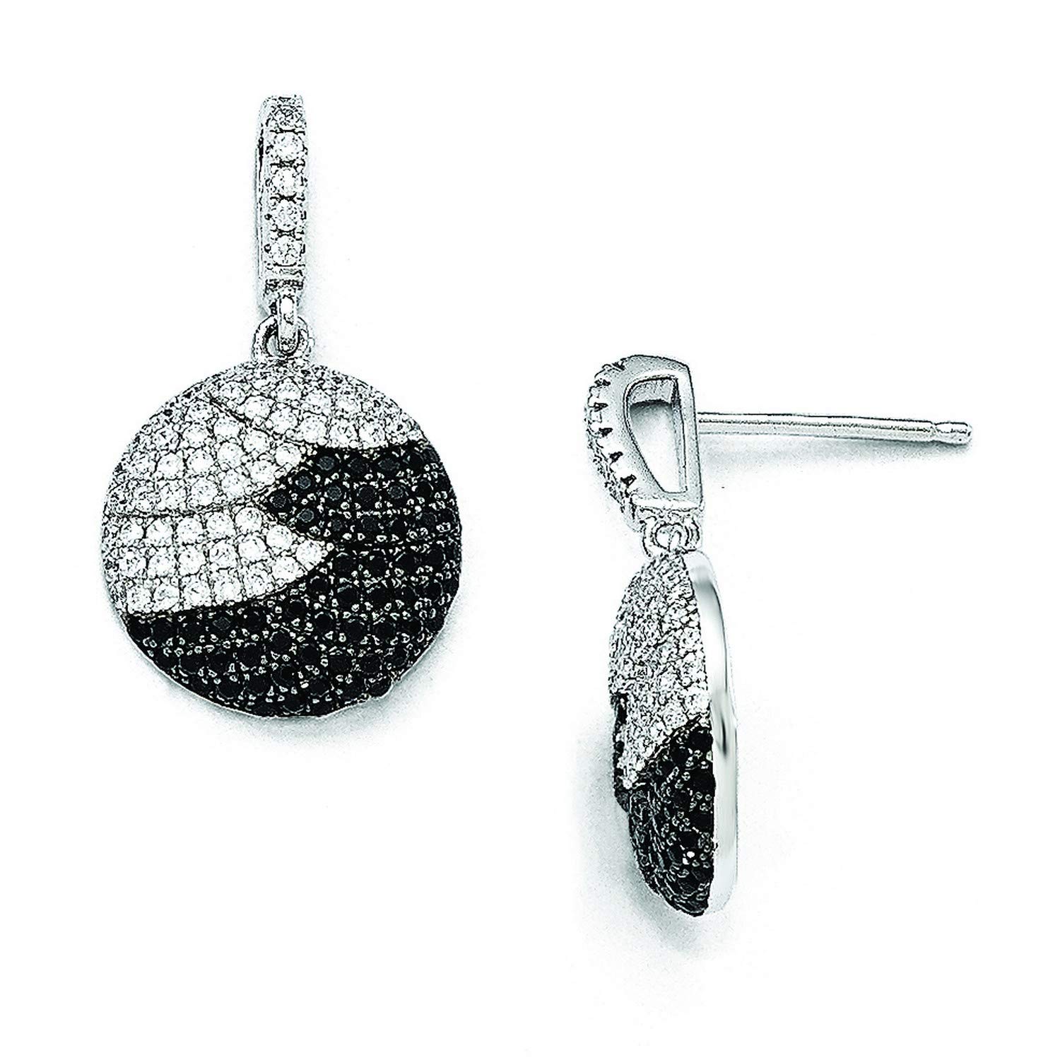 Sterling Silver CZ Brilliant Embers Circle Dangle Post Earrings 25x14mm - Elegant Dangle Earrings for Women, Perfect for Weddings, Parties & Everyday Wear