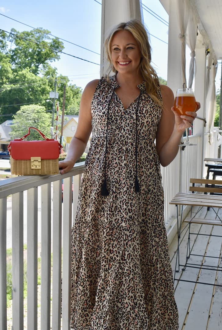 Mud Pie Women's Eason Maxi Dress - Flowy Long Summer Dress with Pockets, Boho Chic Style for Beach, Vacation & Casual Wear