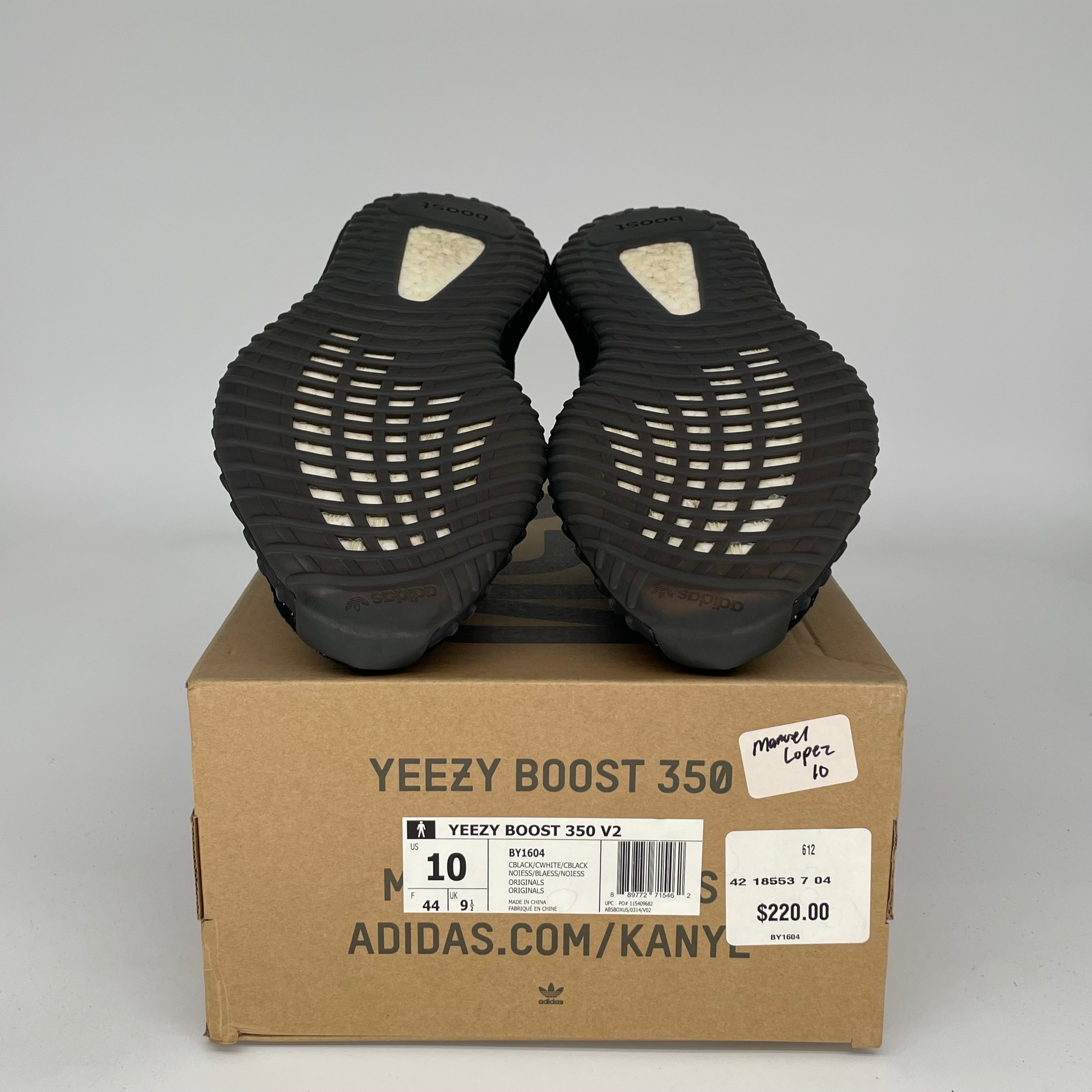 Adidas Yeezy Boost 350 V2 Core Black/White Men's Running Shoes Size 10 - BY1604 | Comfortable Sneakers for Casual Wear, Gym & Street Fashion