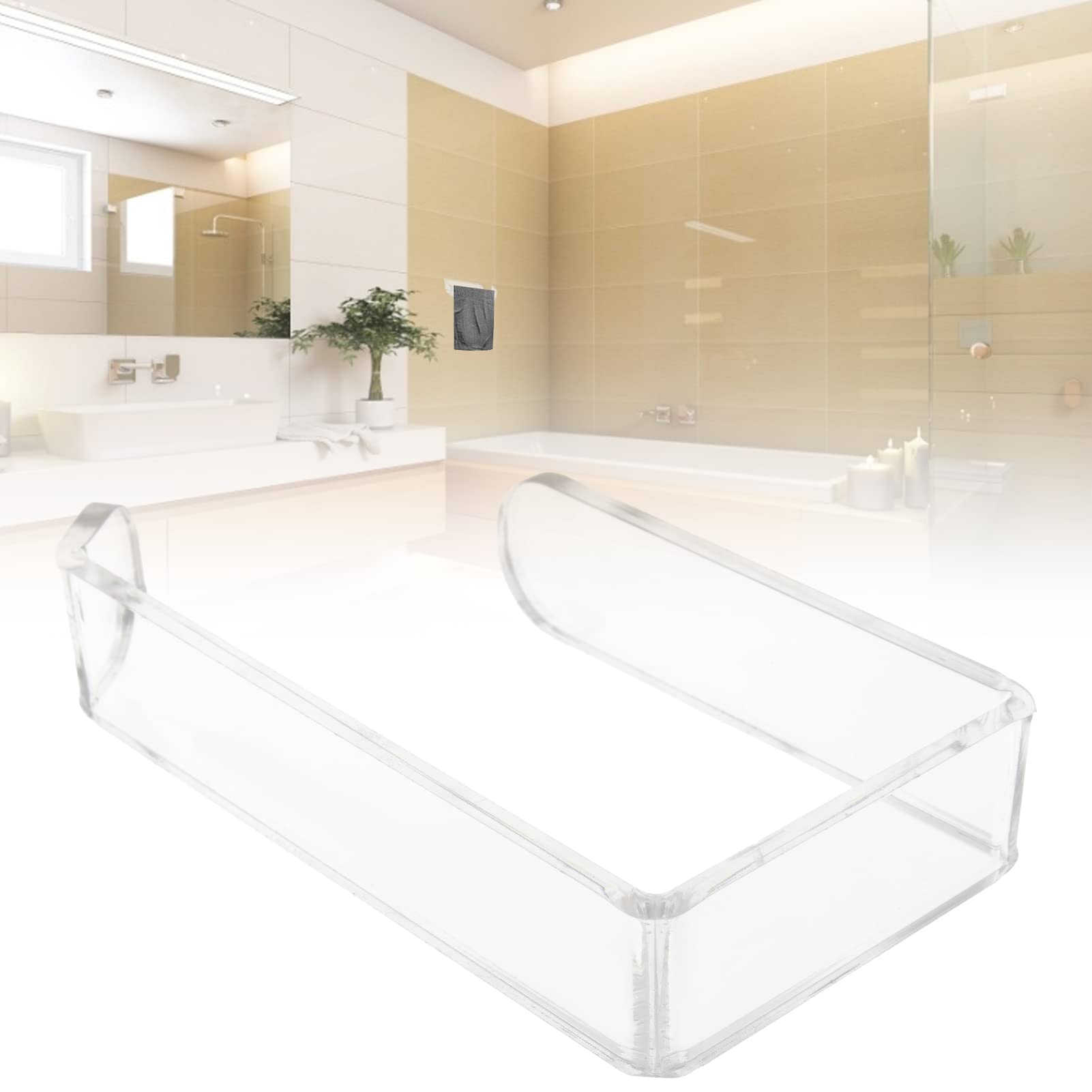 Garosa Acrylic Wall Mounted Toilet Paper & Hand Towel Holder - No Drill Bathroom & Kitchen Tissue Roll Organizer - Easy Installation Clear Napkin Dispenser for Modern Homes & Apartments