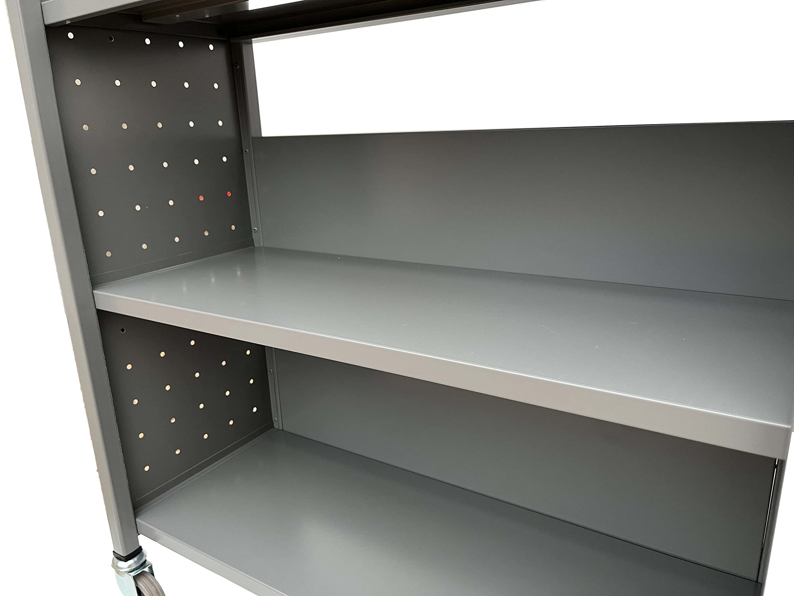 Workington Rolling Book Truck with 3 Flat Shelves - Mobile Library Cart with Swivel Locking Casters, 3001 Gray - Perfect for Libraries, Schools, Bookstores & Office Organization