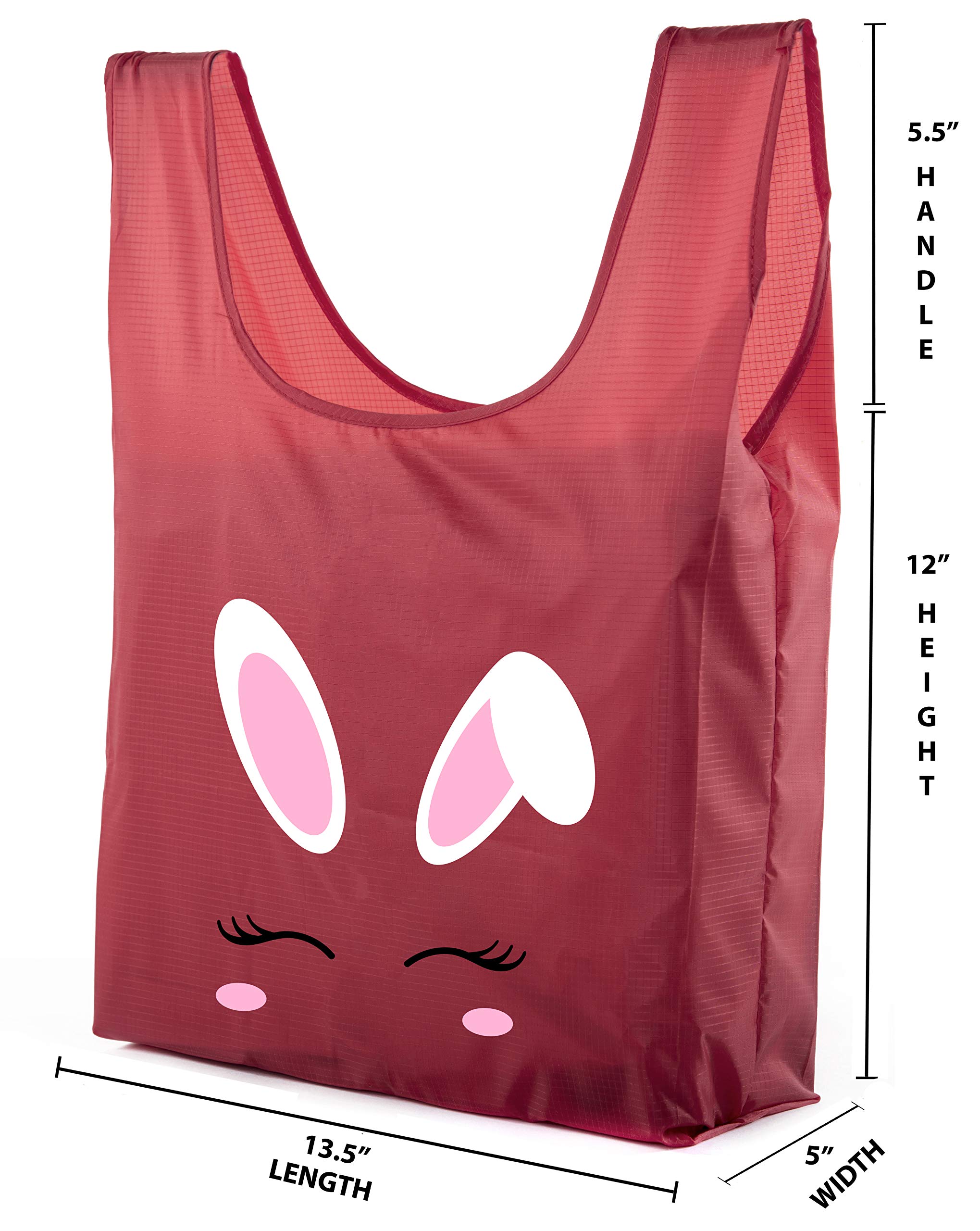 Easter Basket Bags - Bulk Reusable Grocery Tote Bags for Easter Egg Hunt with Cute Bunny Face Design | Perfect for Easter Gifts, Party Favors & Spring Celebrations
