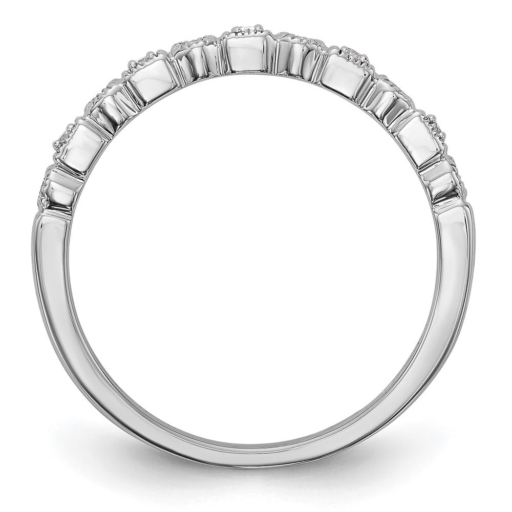 14K White Gold Diamond Band Ring for Women - 0.09Ct Round Cut Solitaire Wedding Ring, Anniversary Gift, Stackable Ring for Everyday Wear