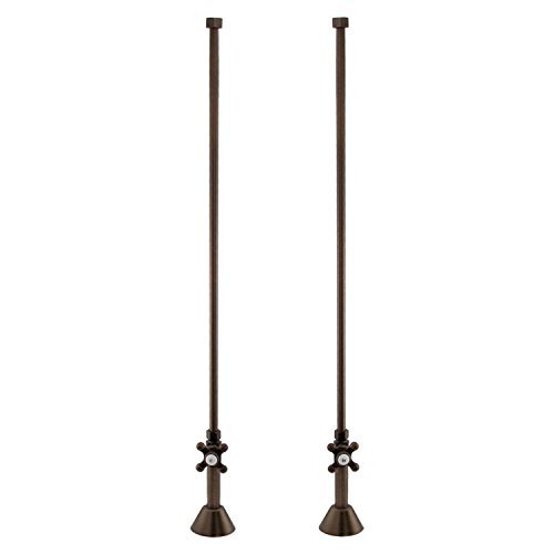 Oil Rubbed Bronze Clawfoot Bathtub Supply Lines with Shut Off Valves & Floor Escutcheons - Vintage Style Plumbing Kit for Antique Bathroom Renovation & Luxury Tub Installation
