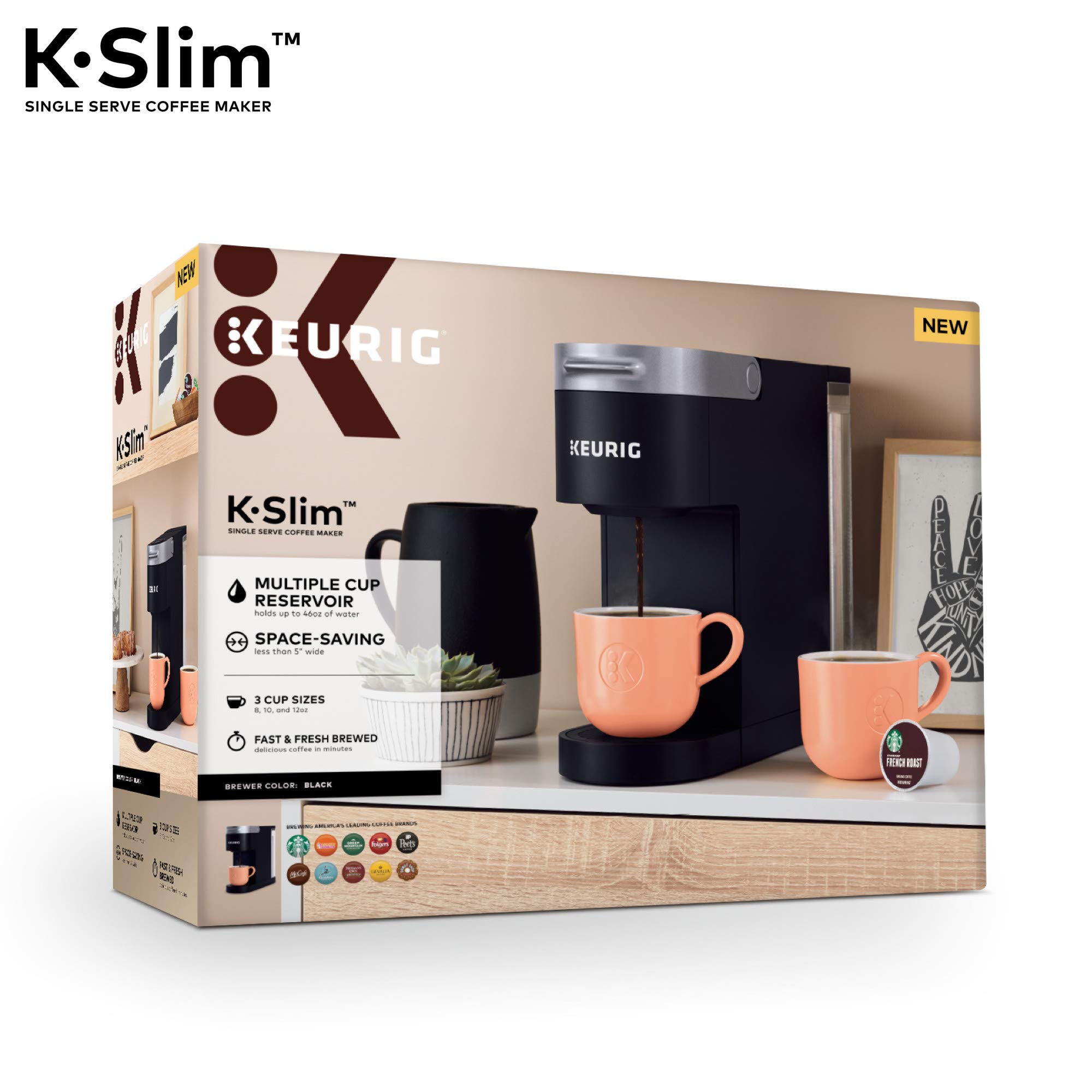 Keurig K-Slim Single Serve Coffee Maker with McCafé Classic Collection Variety Pack (40 K-Cup Pods) - Compact Coffee Machine for Home, Office & Dorm Use