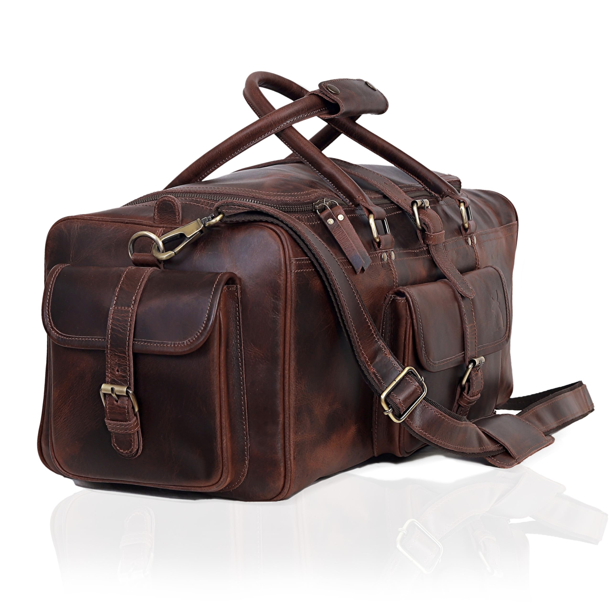 Premium Full Grain Leather Duffel Bag for Men - 24