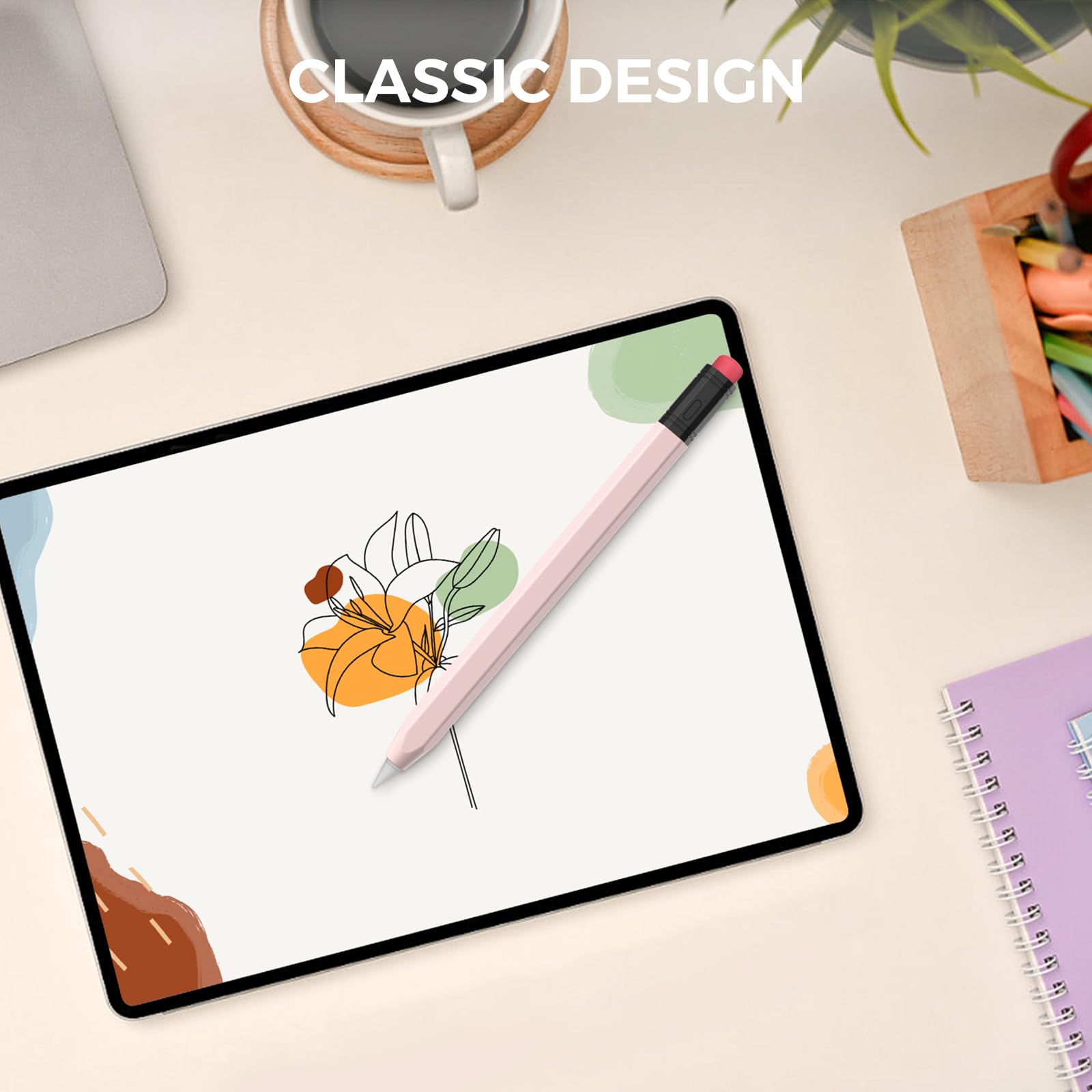AhaStyle Classic Silicone Sleeve Cover for Apple Pencil USB-C - Protective Skin Holder with Grip, Compatible with Apple Pencil USB-C (Pink) | Perfect for Drawing, Note-Taking & iPad Accessories