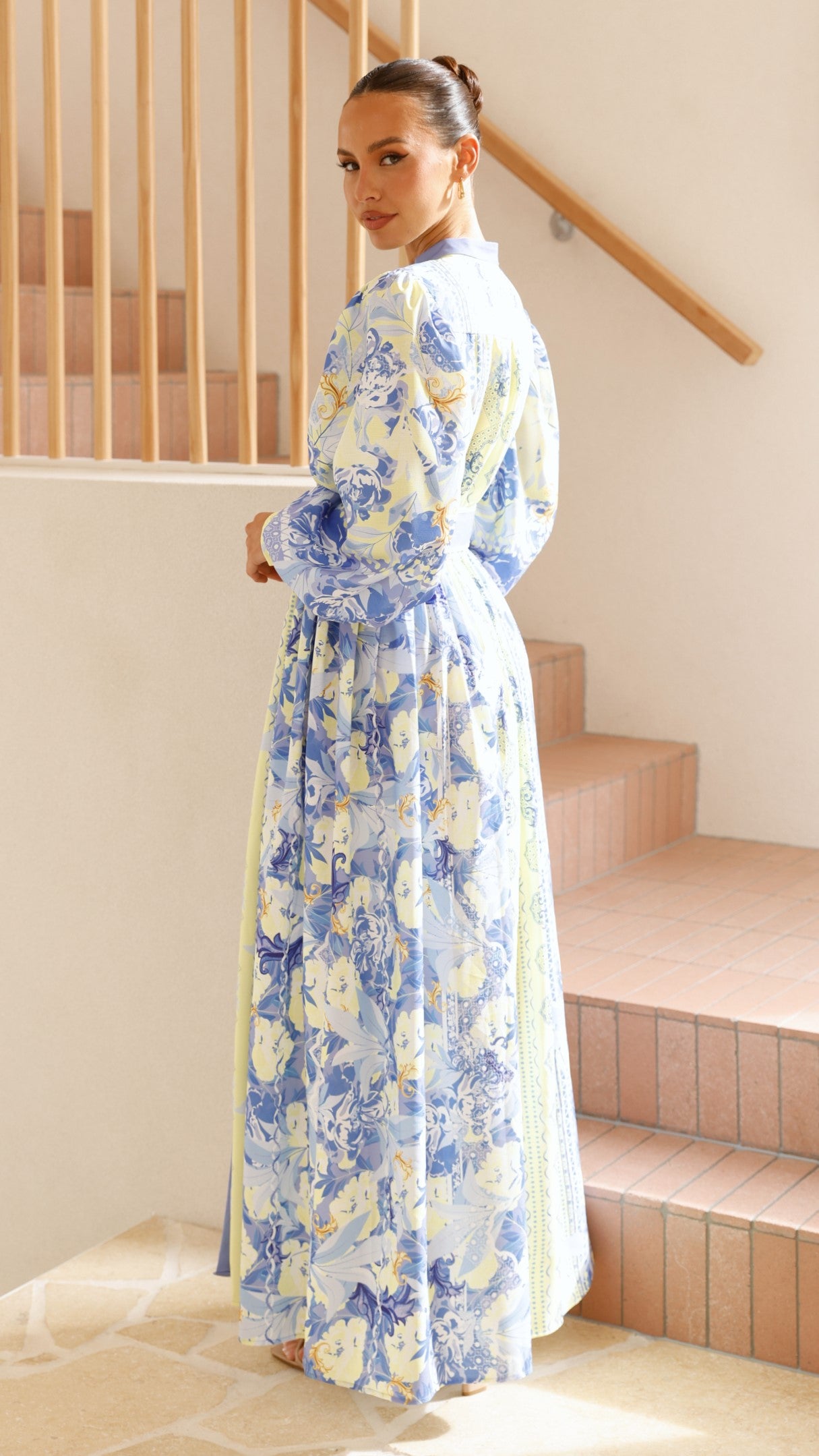 Kalliope Maxi Dress for Women - Flowy Blue & Yellow Floral Summer Dress - Perfect for Beach Vacations, Parties & Casual Outings
