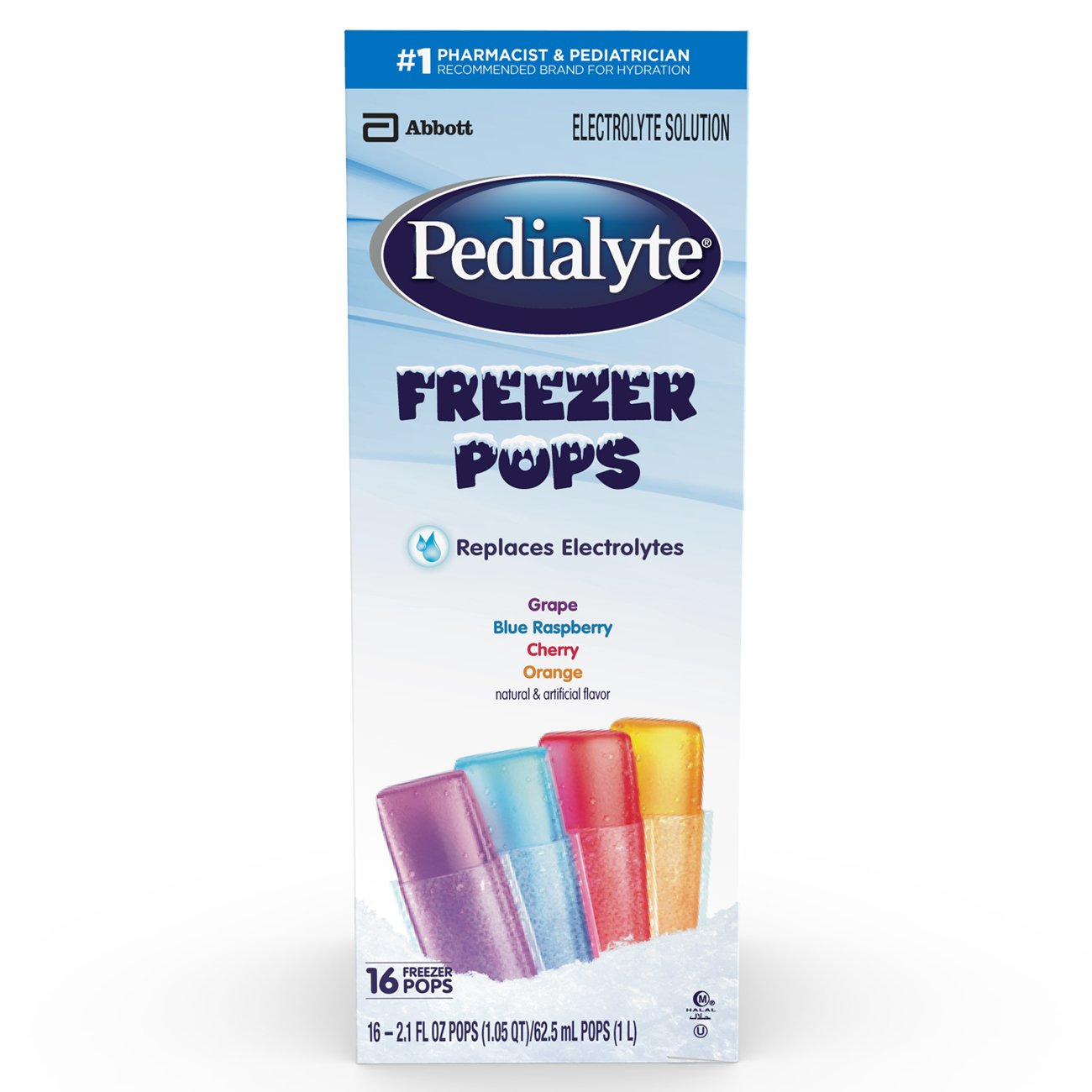 Pedialyte Electrolyte Solution Pops Variety Pack - 16 Count (2.1 oz Each) | Hydration for Kids & Adults | Perfect for Dehydration, Illness, Sports & Travel
