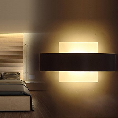 7W LED SMD 2835 Wall Sconce Light Fixture - White Finish Acrylic Shade - Energy Saving Indoor Wall Lighting for Bedroom, Hallway, Living Room, and Staircase