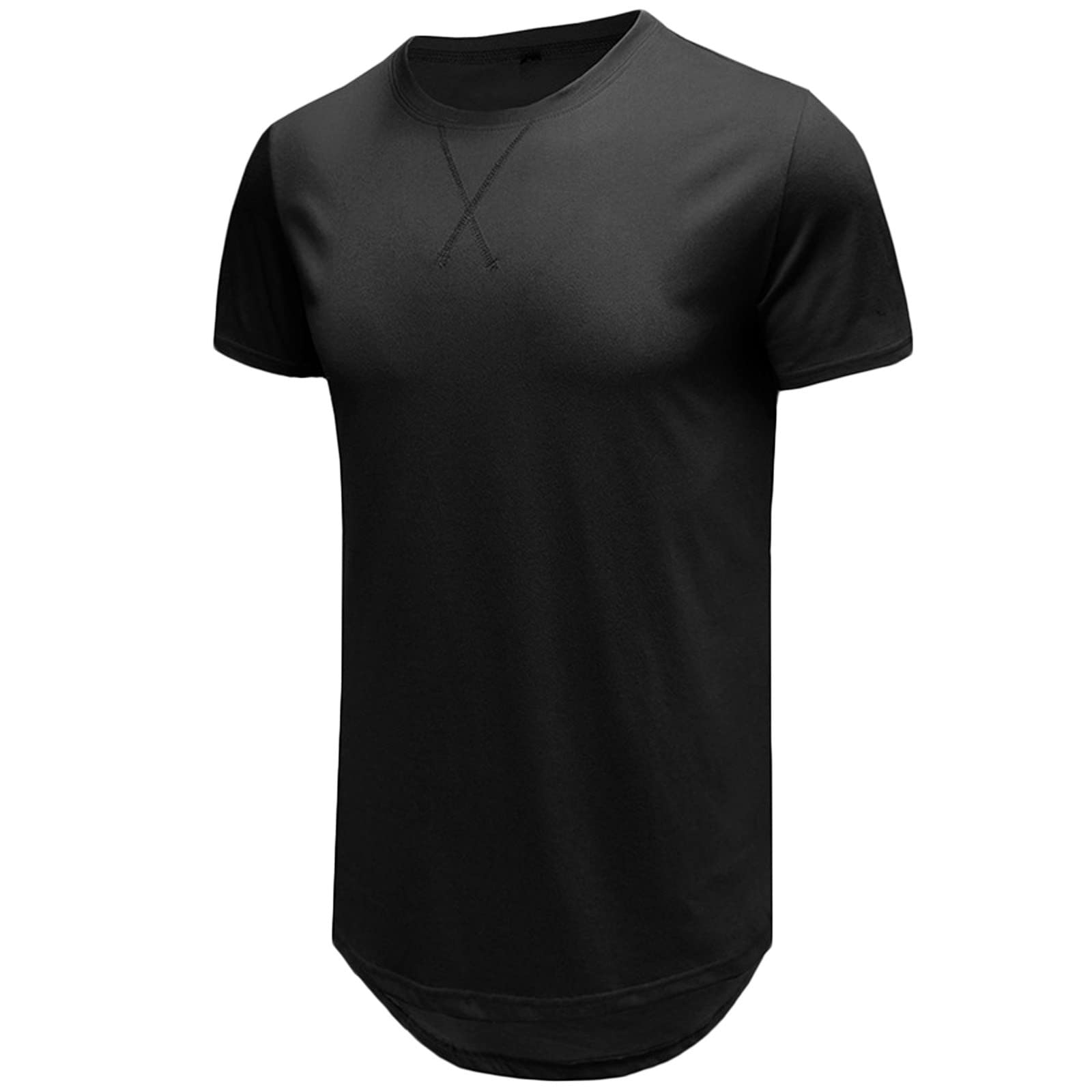 Men's Casual Longline Crewneck T-Shirt - Hipster Hip Hop Style, Cotton Muscle Gym Workout Athletic Shirt for Men | Perfect for Streetwear, Gym Training & Everyday Comfort