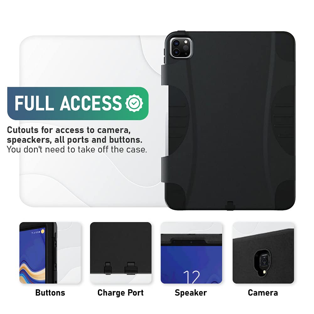 Rome Tech Rugged Case for 11-inch Apple iPad Pro 2020 (A2068 A2230 A2228 A2231) - Heavy Duty Shockproof Protective Cover for 2nd Gen iPad Pro 11 - Black - Perfect for Construction Sites, Outdoor Adventures & Daily Commute Protection